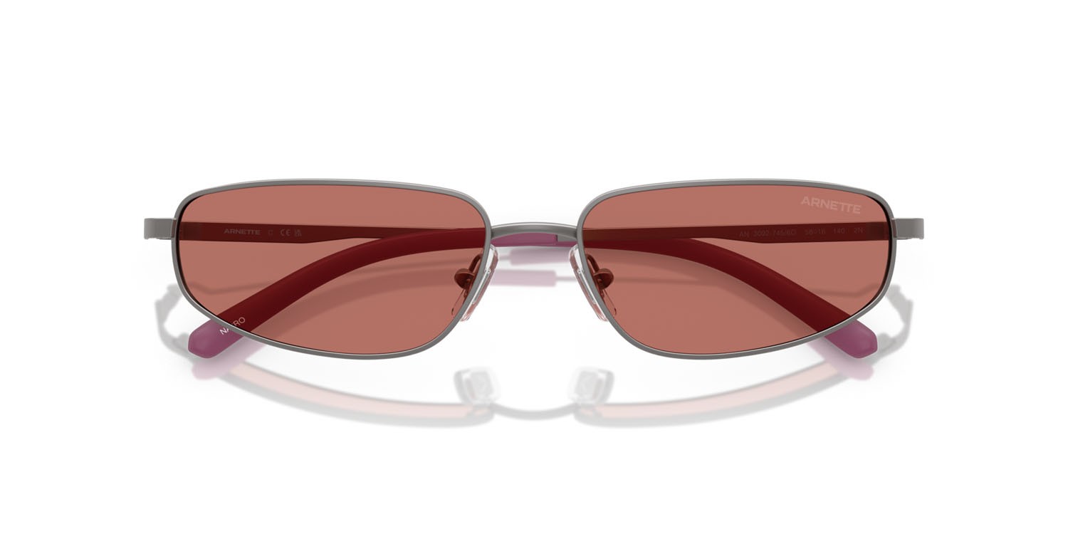 Sonnenbrillen Arnette Narro AN 3092 (745/6O) farbe gunmetal opaco form oval gläser red hiper 8 mirror