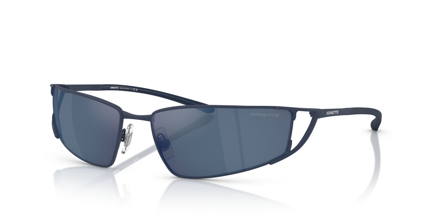 Sunglasses Arnette The Junction AN 3093 (749/55) color blu scuro opaco shape irregular lenses blu specchiato blu