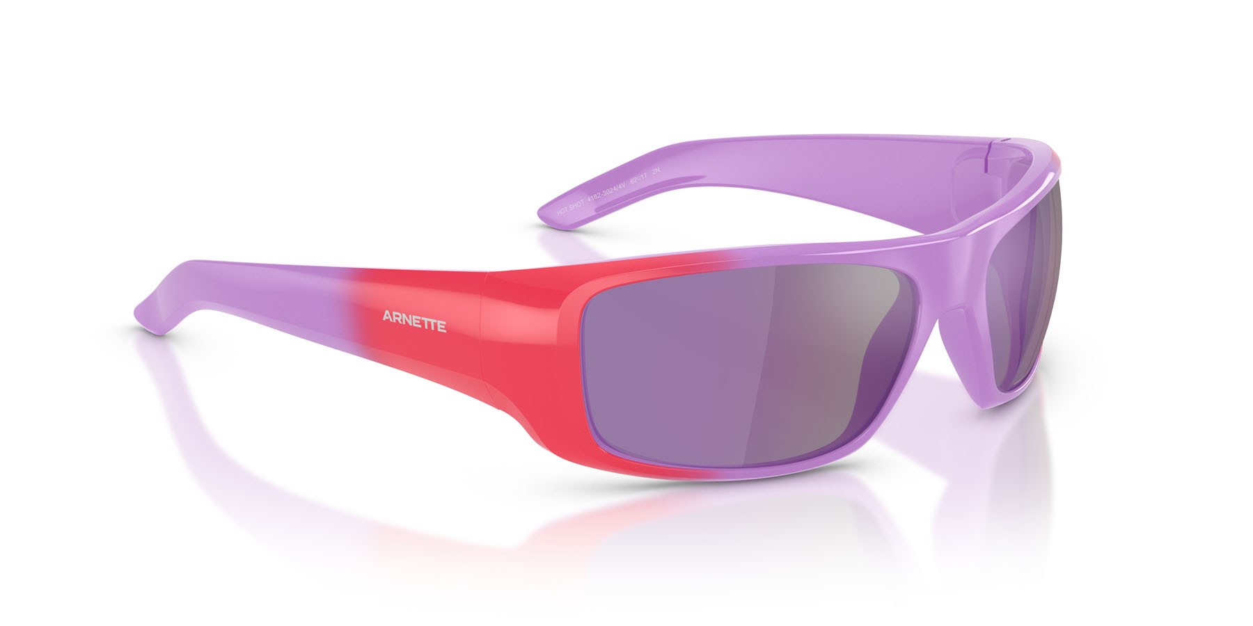 Sonnenbrillen Arnette Hot Shot AN 4182 (30244V) farbe ciliegia sfumato lilla form rechteckig gläser viola specchiato grigio