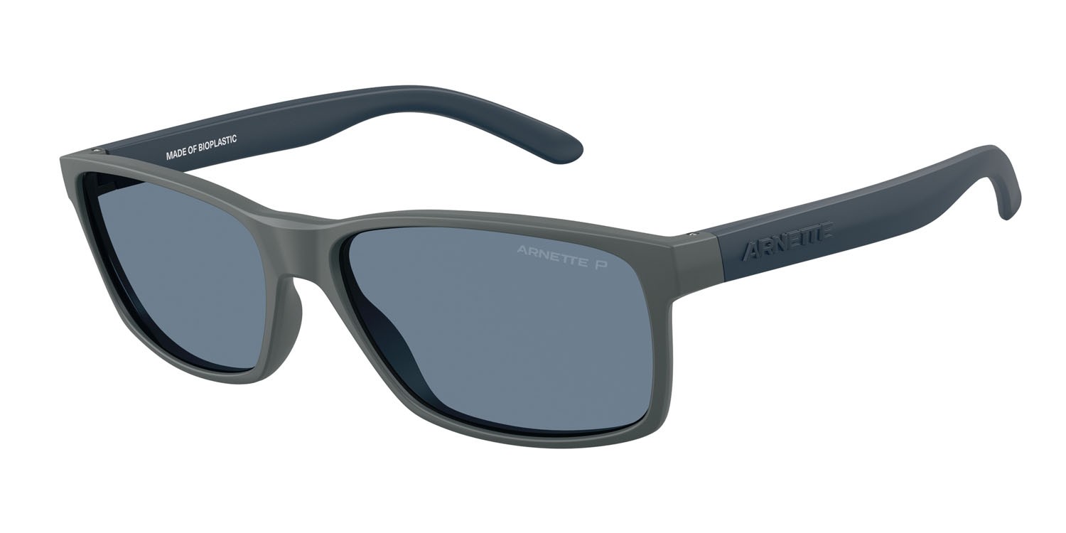 Sunglasses Arnette Slickster AN 4185 (28412V) color grigio scuro opaco shape rectangle lenses polarizzata blu scuro
