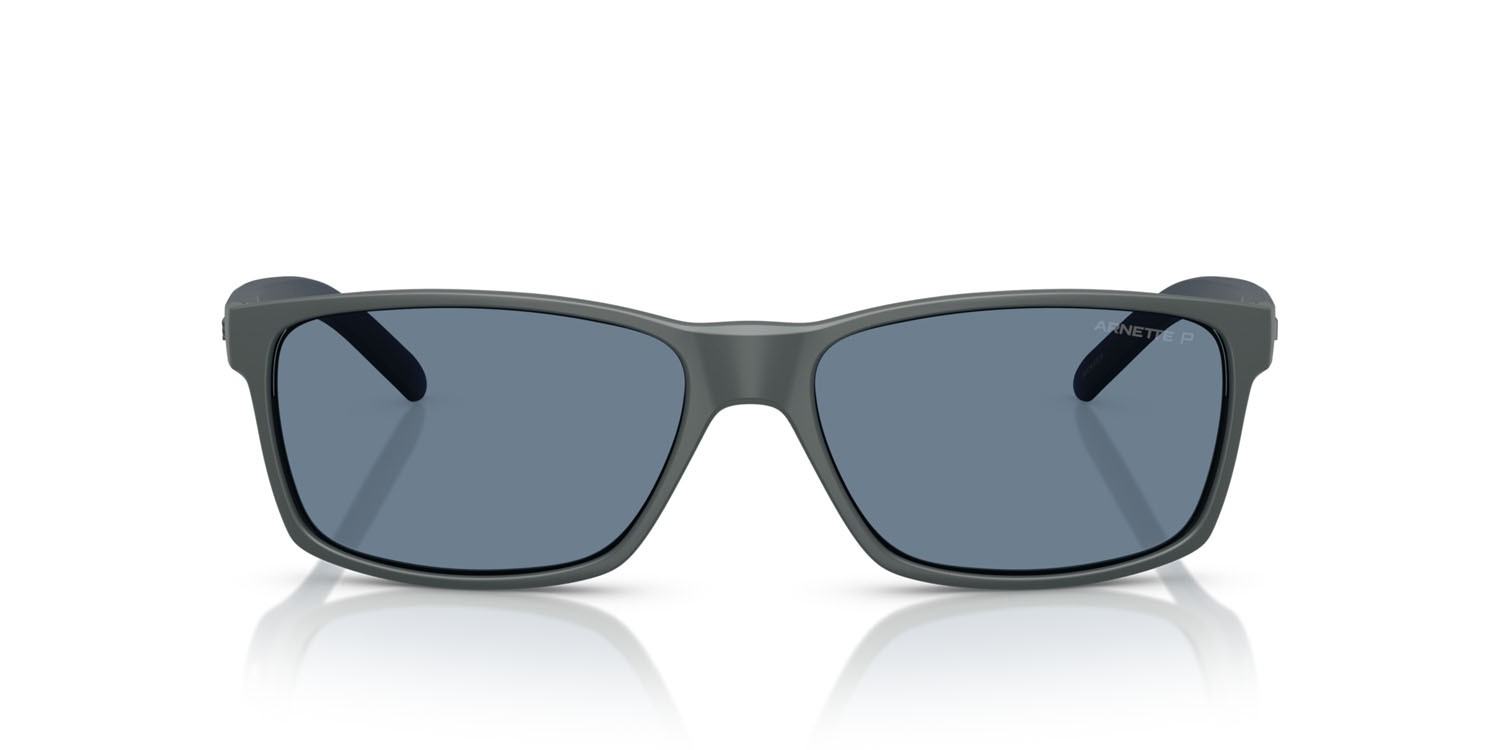 Sunglasses Arnette Slickster AN 4185 (28412V) color grigio scuro opaco shape rectangle lenses polarizzata blu scuro