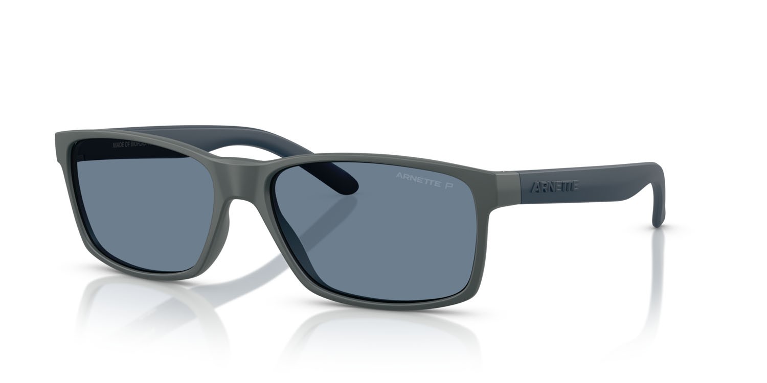 Sunglasses Arnette Slickster AN 4185 (28412V) color grigio scuro opaco shape rectangle lenses polarizzata blu scuro