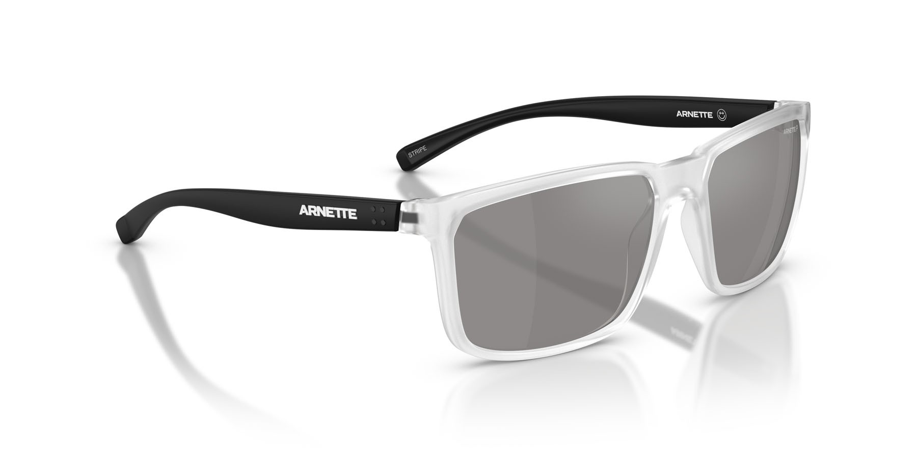 Sonnenbrillen Arnette Stripe AN 4251 (2761Z3) farbe cristallo opaco form rechteckig gläser grey mirror silver 80 polarized