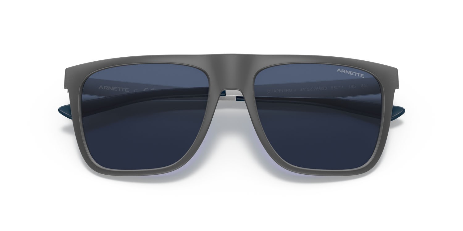 Sonnenbrillen Arnette Chapinero II AN 4313 (278680) farbe grigio scuro opaco trasparente form quadratisch gläser blu scuro