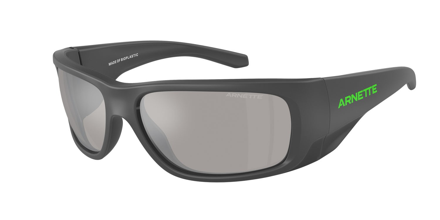 Sonnenbrillen Arnette Flipside AN 4345 (28706G) farbe top grigio opaco/lucido form quadratisch gläser grigio chiaro specchiato argento