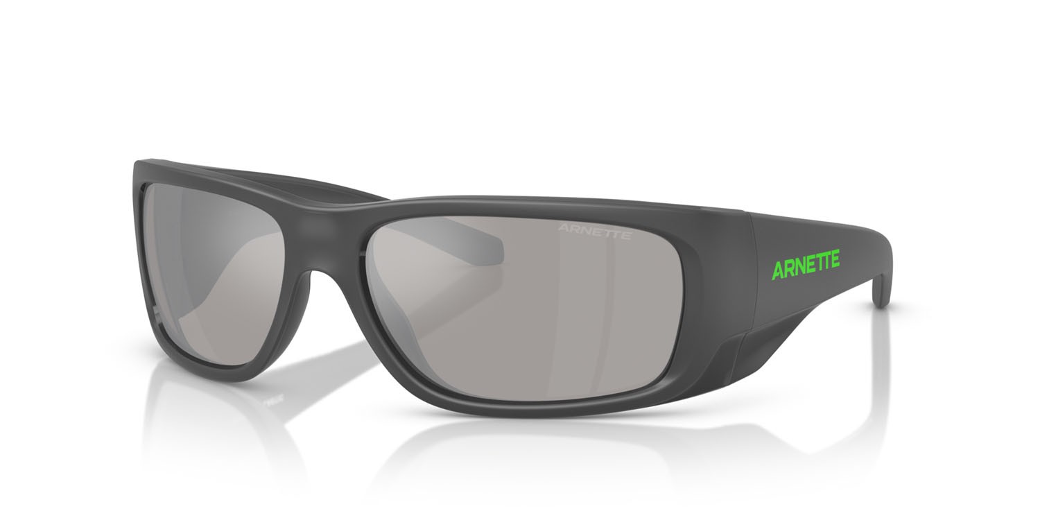 Sonnenbrillen Arnette Flipside AN 4345 (28706G) farbe top grigio opaco/lucido form quadratisch gläser grigio chiaro specchiato argento