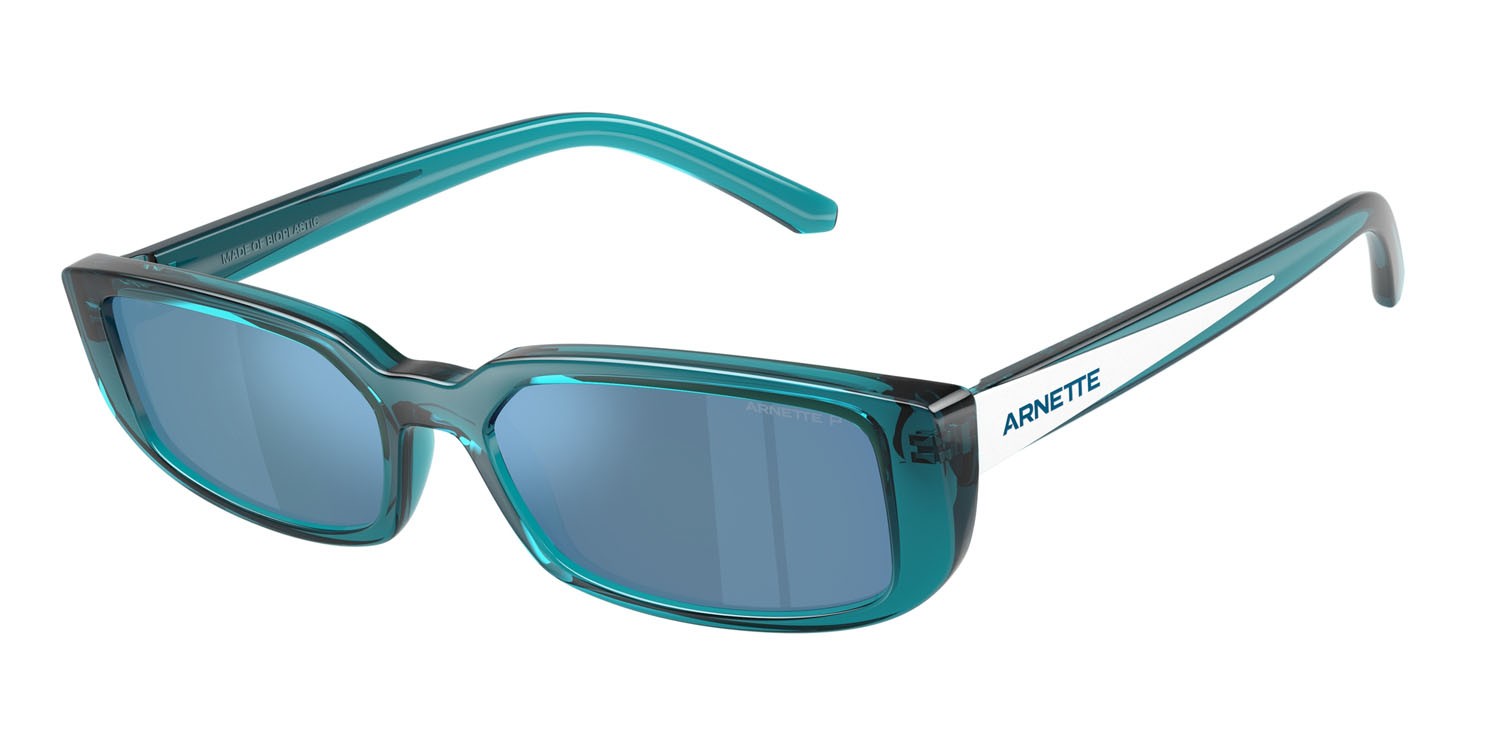 Sunglasses Arnette Jet AN 4348 (296822) color blu trasparente shape rectangle lenses polarizzata grigio scuro specchiato blu marino