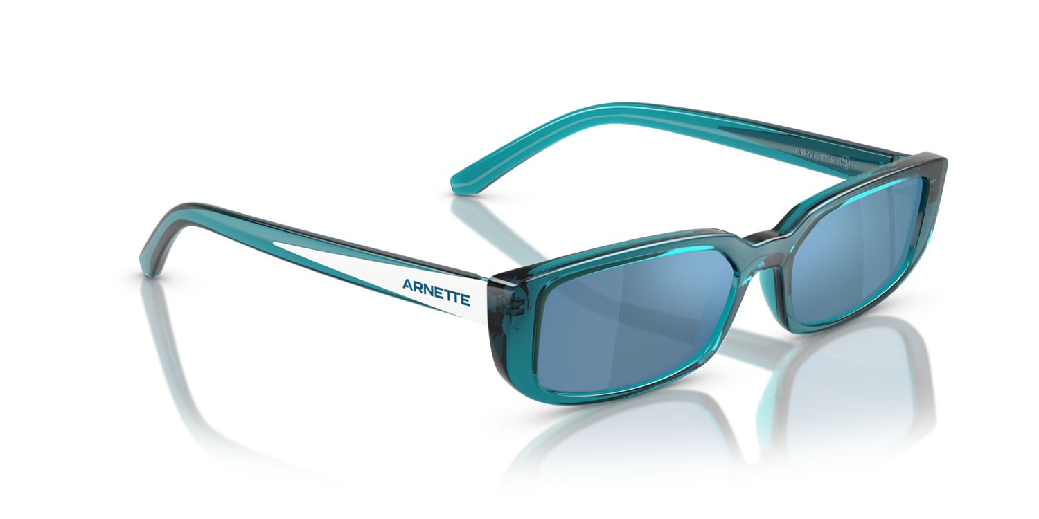 Sunglasses Arnette Jet AN 4348 (296822) color blu trasparente shape rectangle lenses polarizzata grigio scuro specchiato blu marino