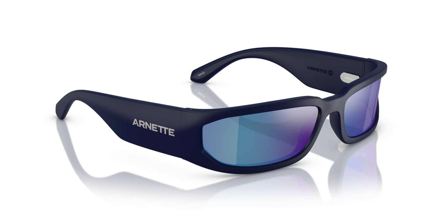 Sonnenbrillen Arnette Smaze AN 4349 (275925) farbe blu scuro opaco form rechteckig gläser verde chiaro specchiato blu