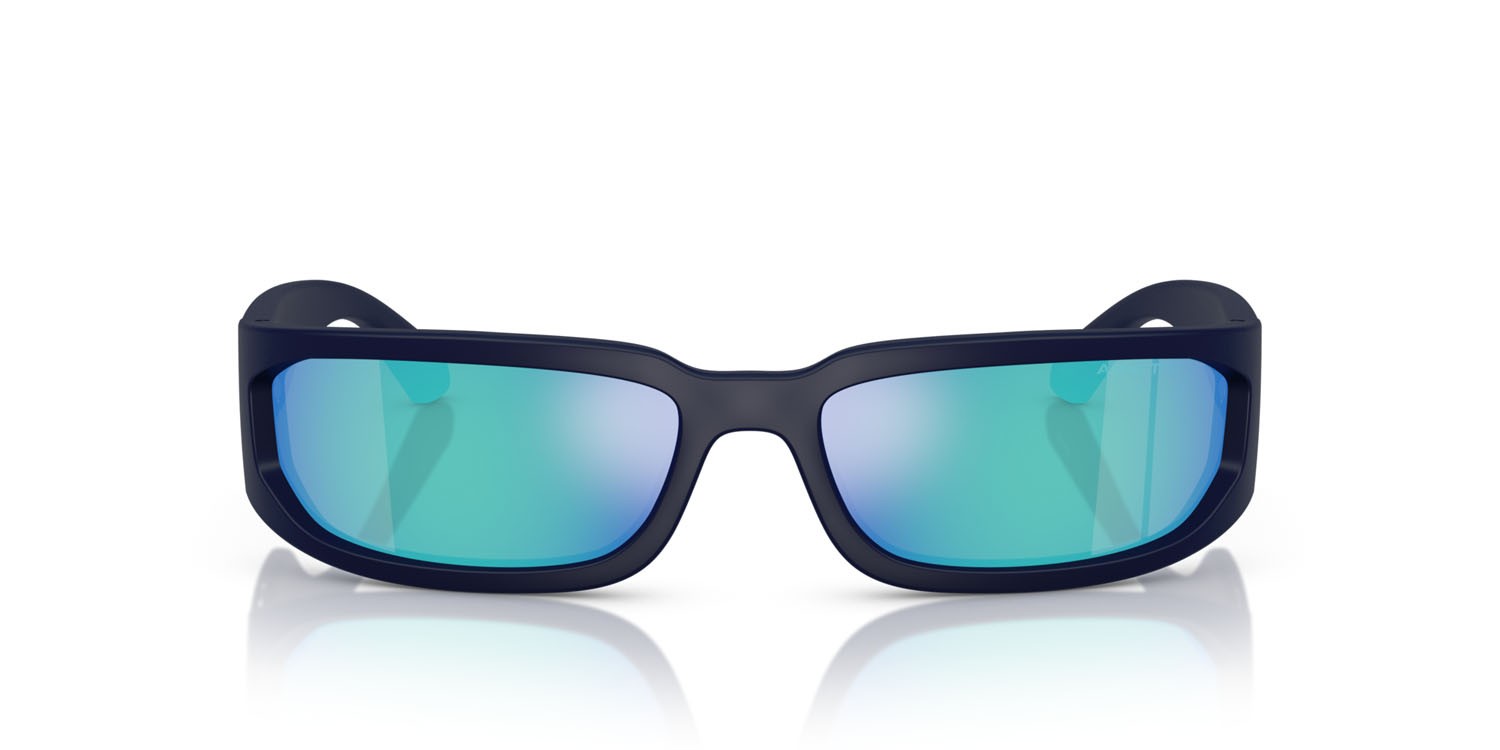 Sonnenbrillen Arnette Smaze AN 4349 (275925) farbe blu scuro opaco form rechteckig gläser verde chiaro specchiato blu