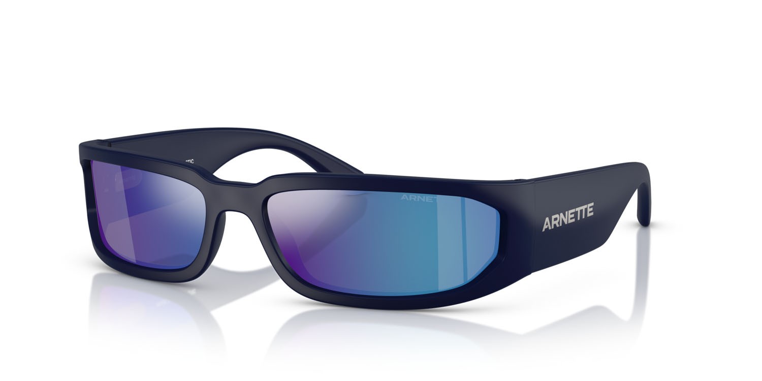 Sonnenbrillen Arnette Smaze AN 4349 (275925) farbe blu scuro opaco form rechteckig gläser verde chiaro specchiato blu