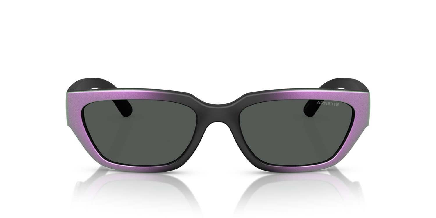 Sunglasses Arnette Curbside AN 4350 (297687) color nero opaco sfumato viola shape square lenses grigio scuro
