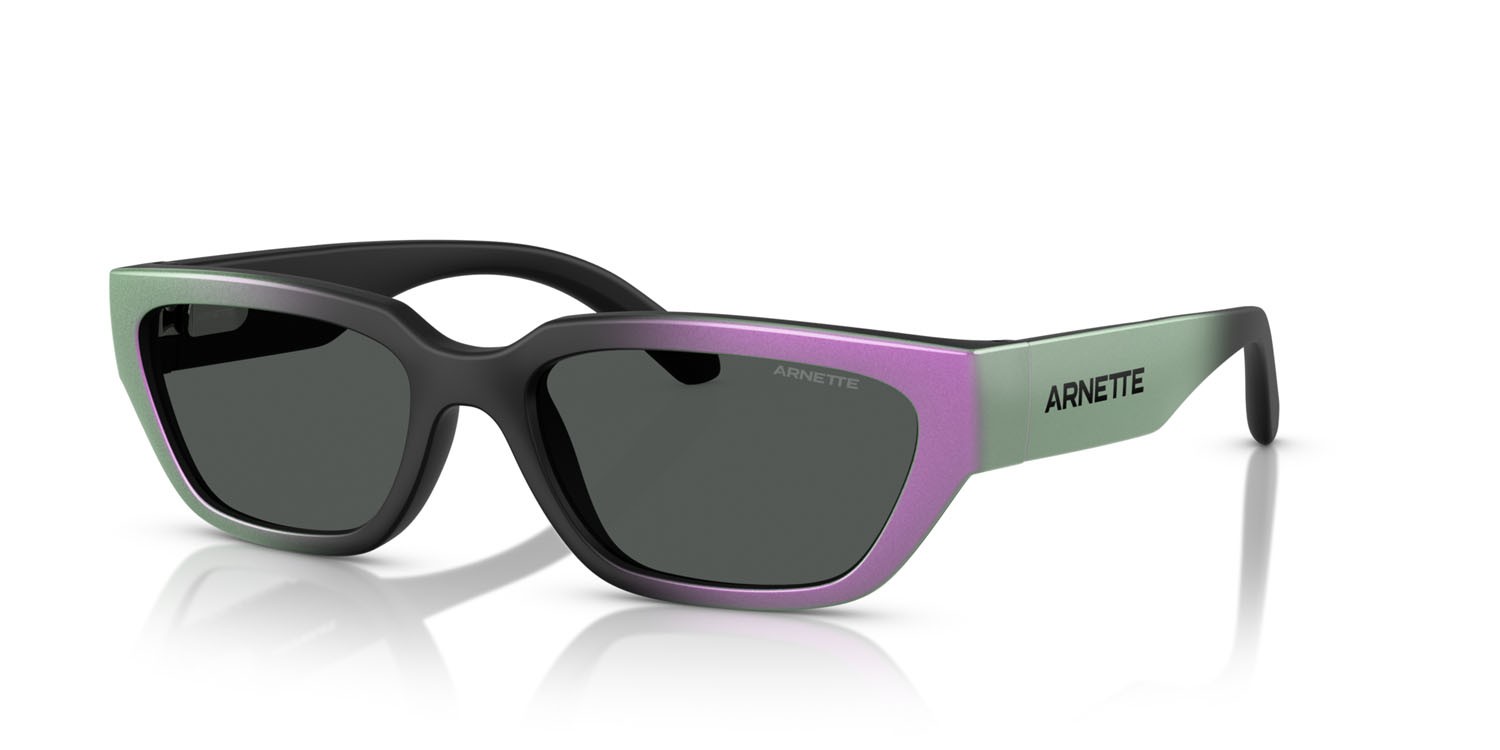Sunglasses Arnette Curbside AN 4350 (297687) color nero opaco sfumato viola shape square lenses grigio scuro