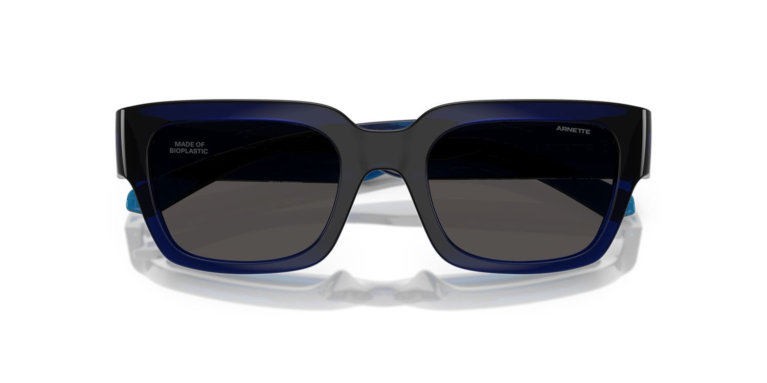 Sunglasses Arnette Myndegap AN 4354 (299087) color blu trasparente shape square lenses grigio scuro