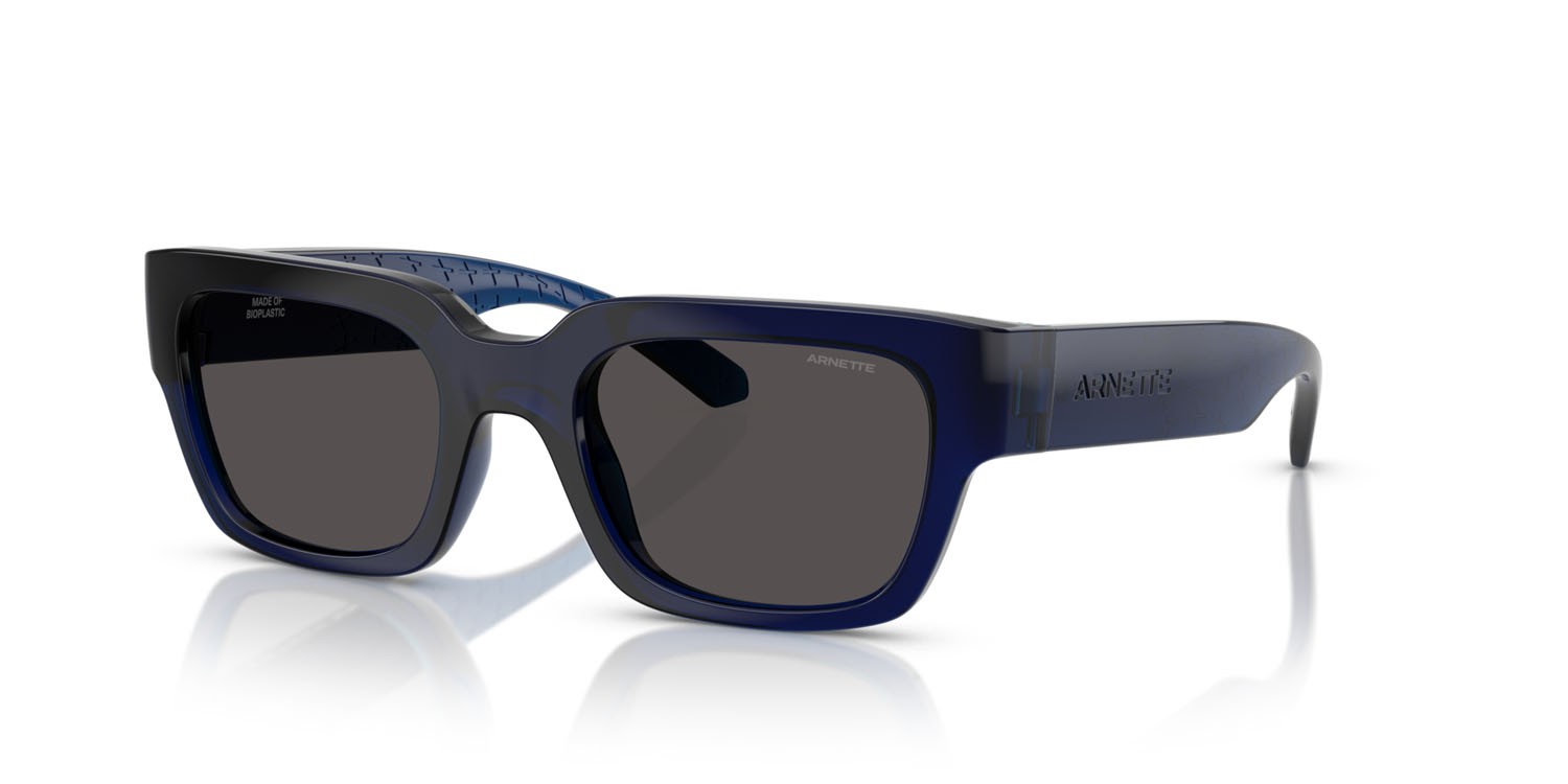 Sunglasses Arnette Myndegap AN 4354 (299087) color blu trasparente shape square lenses grigio scuro