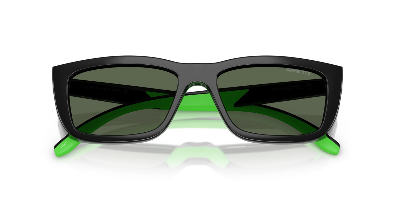 Sunglasses Arnette Graf AN 4356 (27531W) color nero/verde geco gommato shape rectangle lenses lente demo