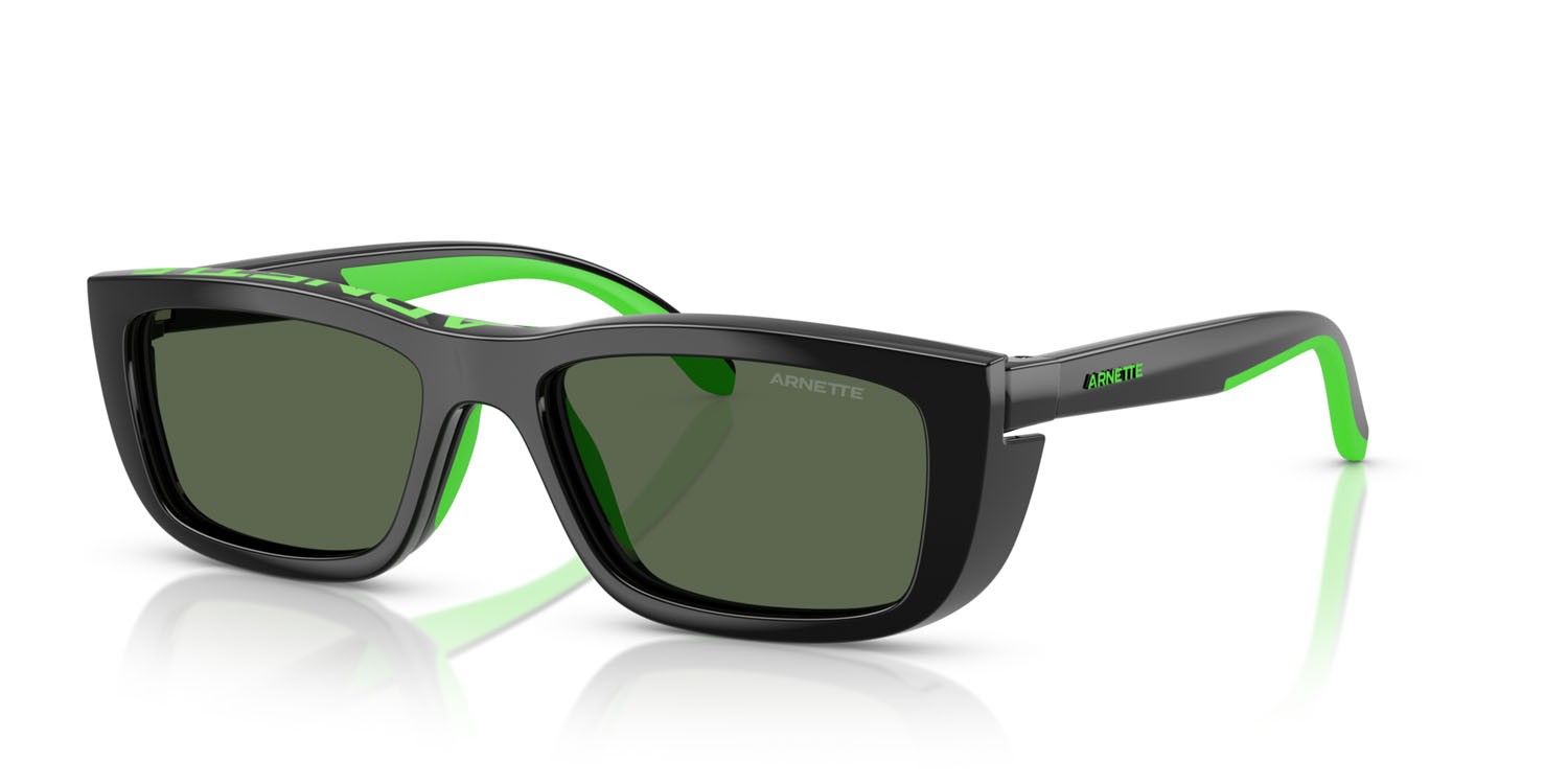 Sunglasses Arnette Graf AN 4356 (27531W) color nero/verde geco gommato shape rectangle lenses lente demo
