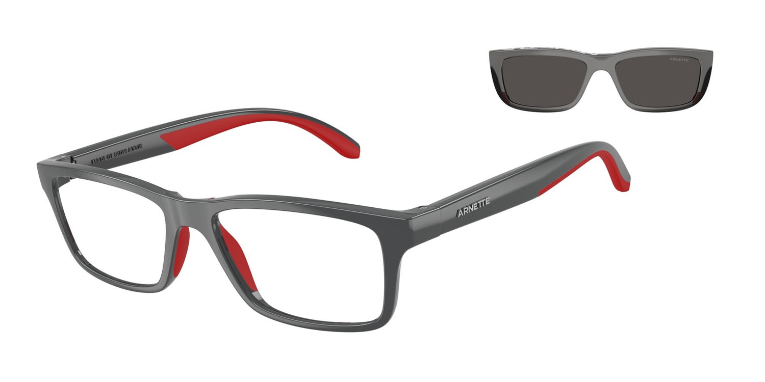 Sunglasses Arnette Graf AN 4356 (28411W) color grigio scuro/gomma rossa shape rectangle lenses lente demo
