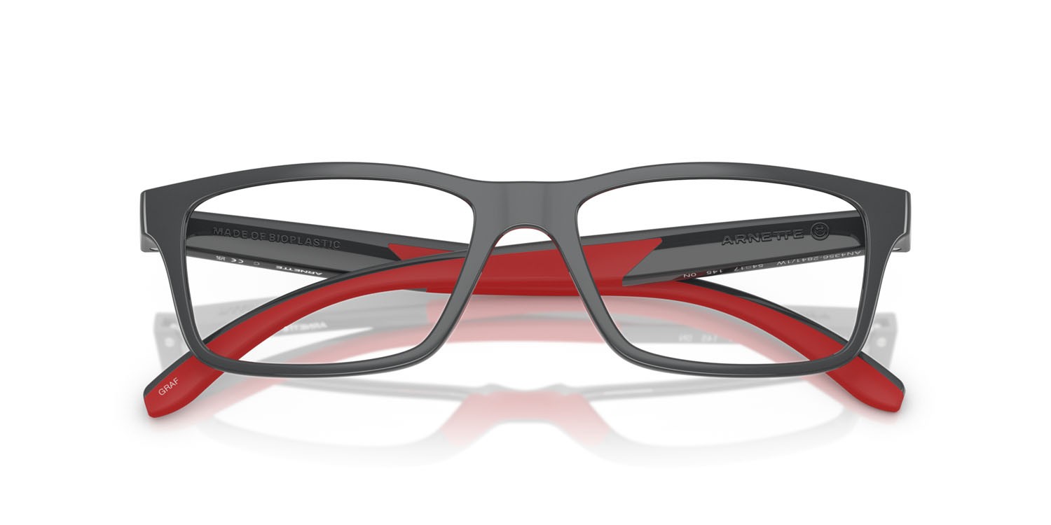 Sunglasses Arnette Graf AN 4356 (28411W) color grigio scuro/gomma rossa shape rectangle lenses lente demo