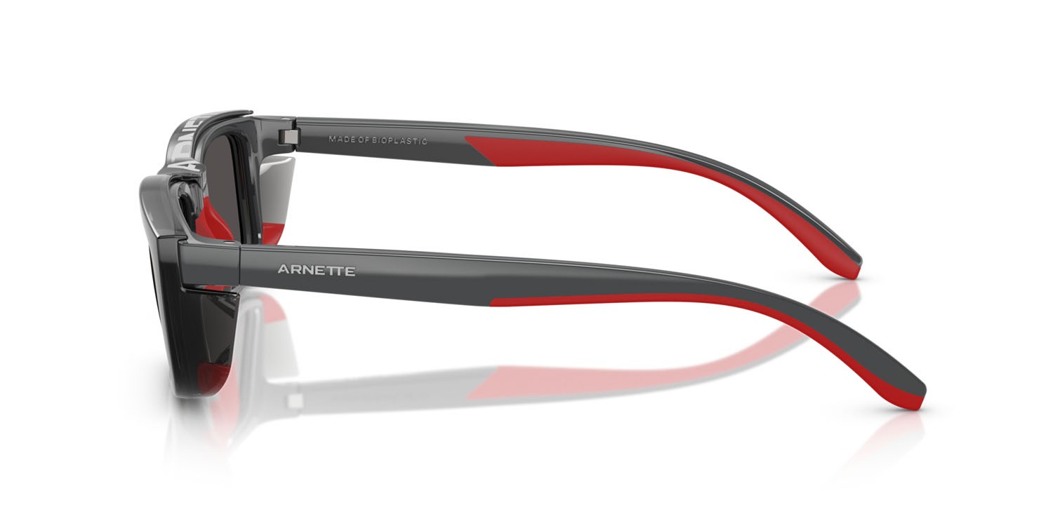 Sunglasses Arnette Graf AN 4356 (28411W) color grigio scuro/gomma rossa shape rectangle lenses lente demo