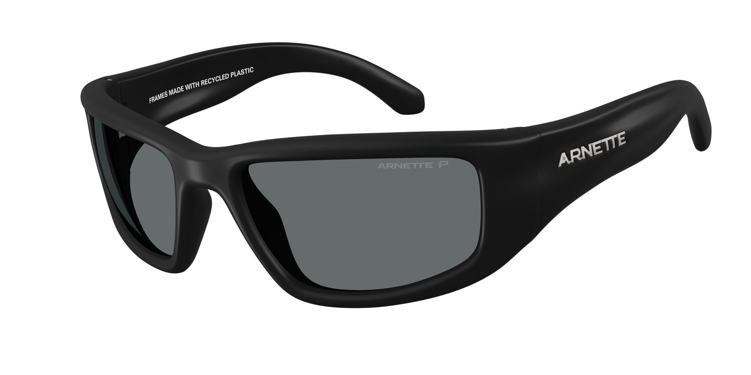Sunglasses Arnette Zyme AN 4358 (290081) color gomma nera shape square lenses polar grigio scuro