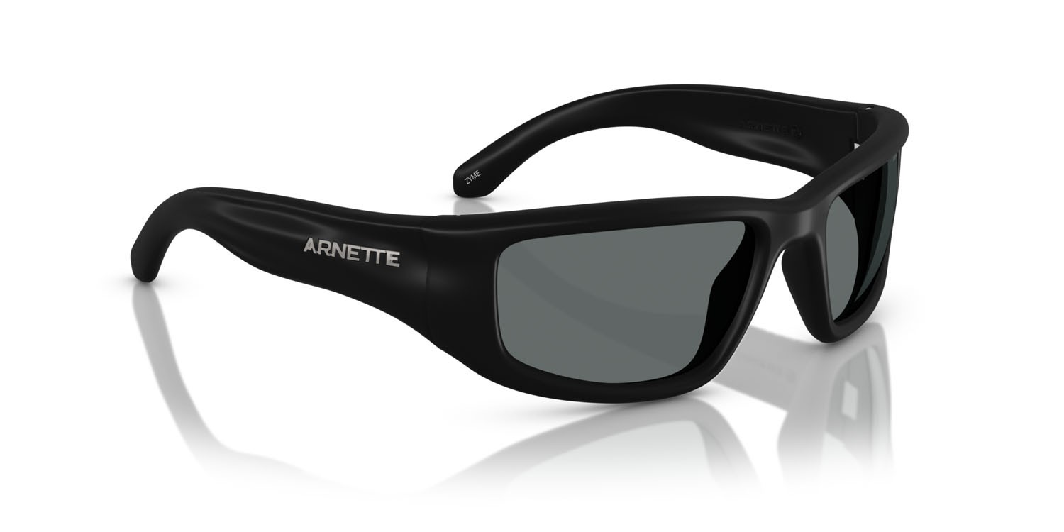 Sunglasses Arnette Zyme AN 4358 (290081) color gomma nera shape square lenses polar grigio scuro