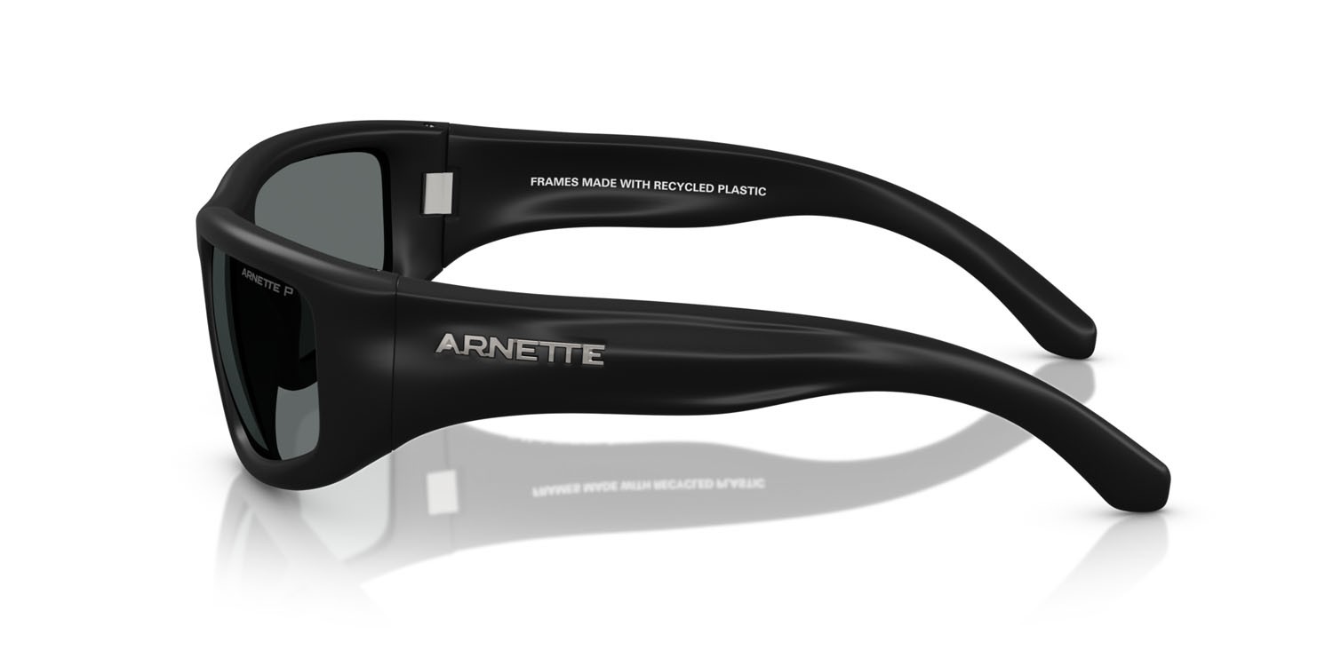 Sunglasses Arnette Zyme AN 4358 (290081) color gomma nera shape square lenses polar grigio scuro