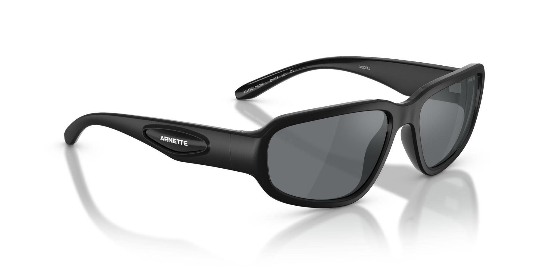 Sunglasses Arnette Goodle AN 4365 (30026G) color nero shape square lenses grigio chiaro specchiato nero