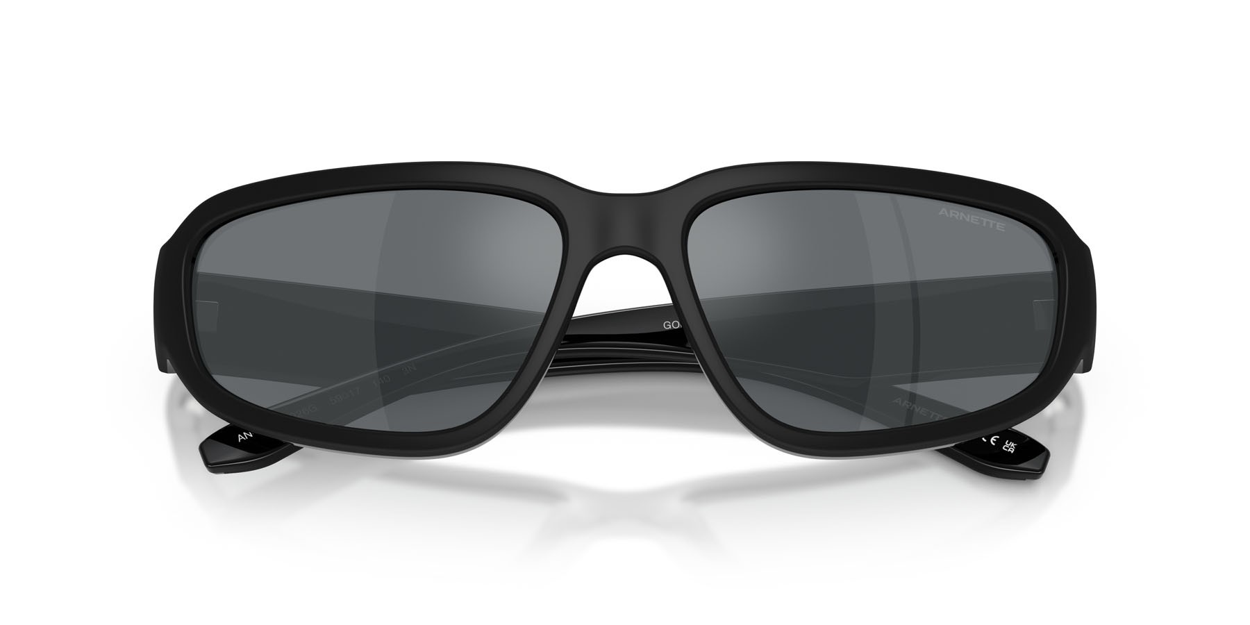 Sunglasses Arnette Goodle AN 4365 (30026G) color nero shape square lenses grigio chiaro specchiato nero