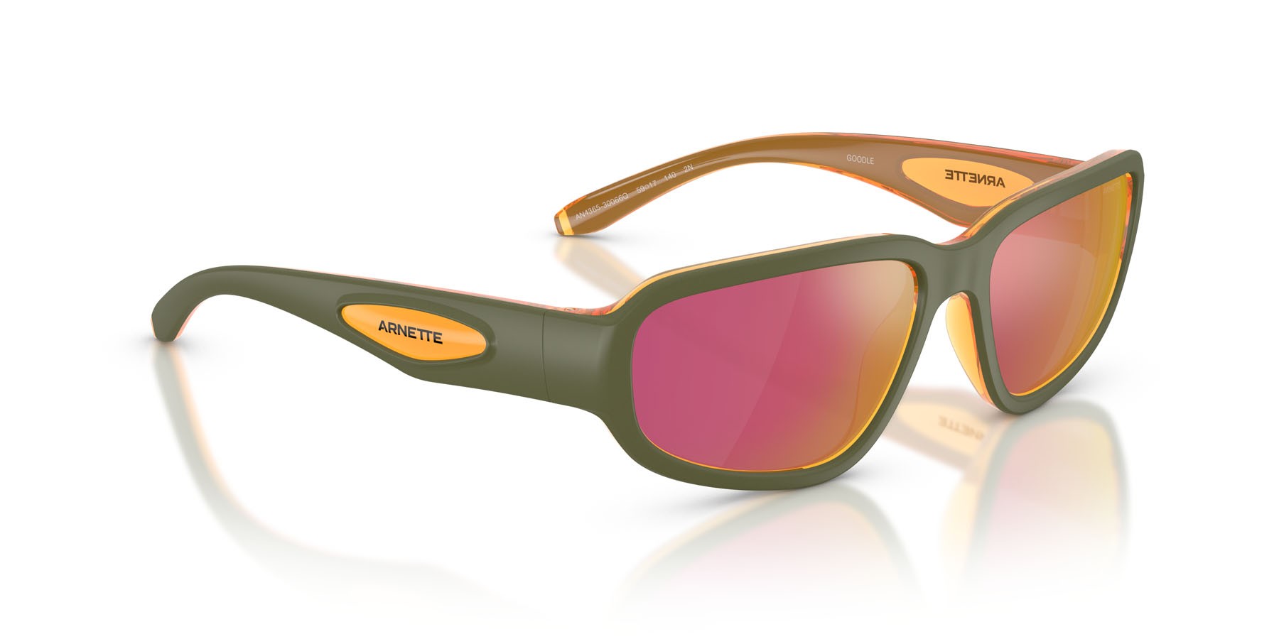 Sunglasses Arnette Goodle AN 4365 (30066Q) color arancione militare/trasparente shape square lenses grey mirror orange/yellow 