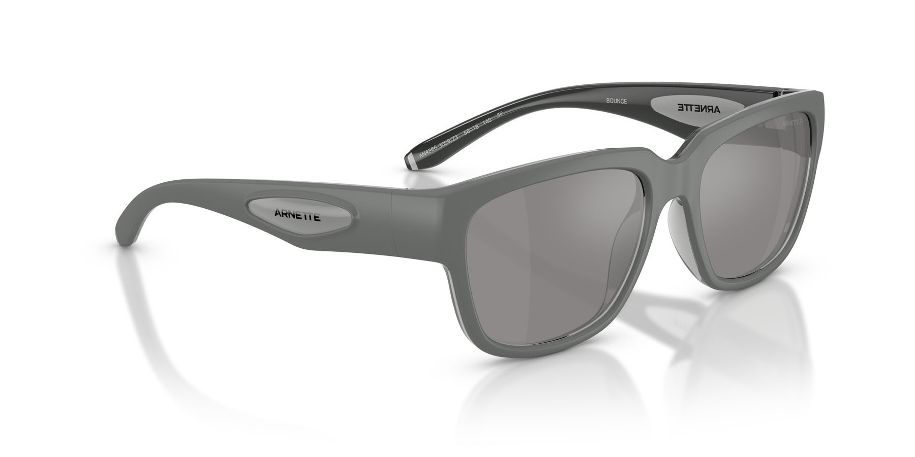 Sunglasses Arnette Bounce AN 4366 (3009Z3) color grigio scuro trasparente shape square lenses grey mirror silver 80 polarized