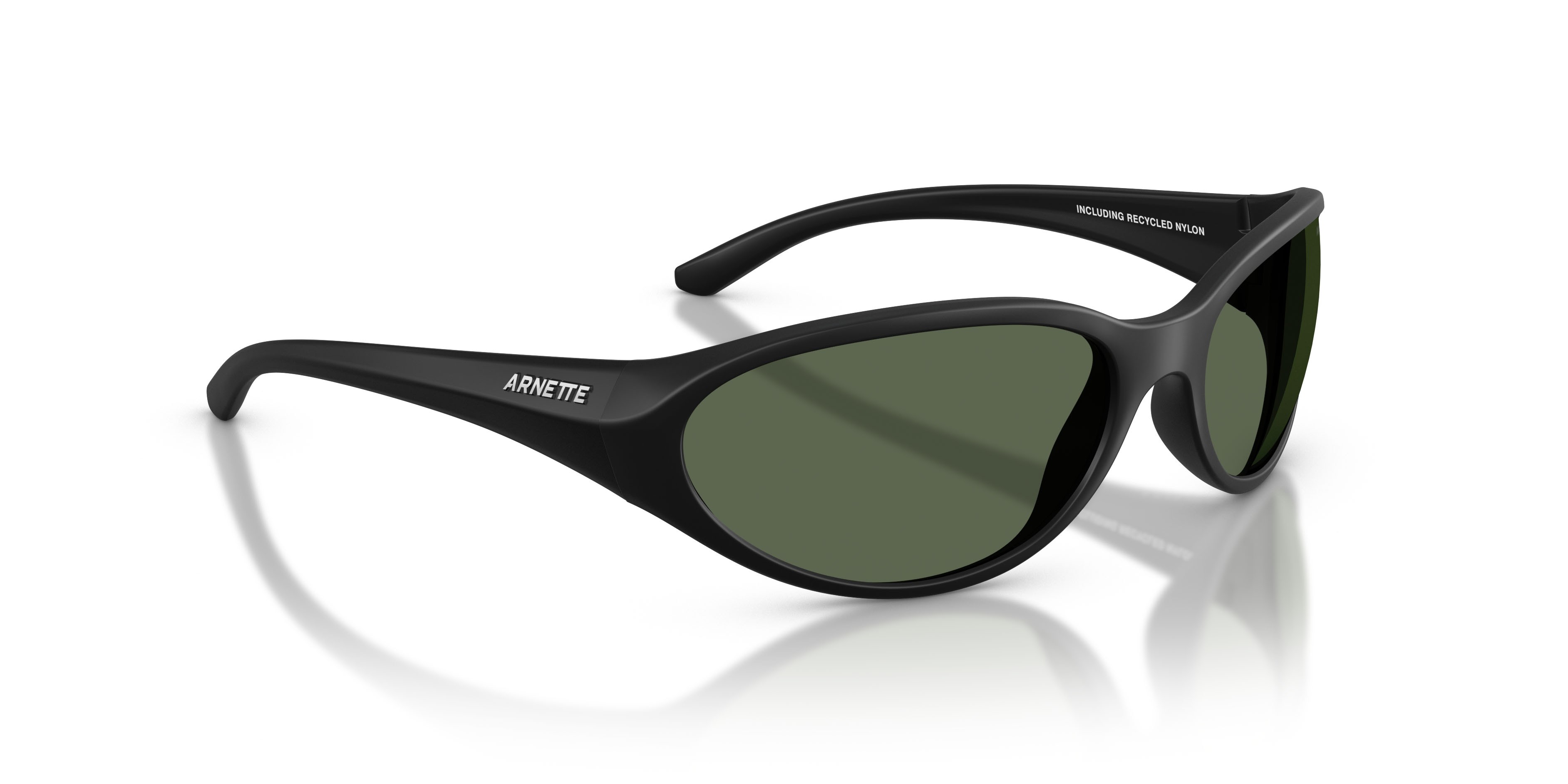 Sunglasses Arnette Raven AN 4368 (290071) color nero riciclato opaco shape oval lenses verde scuro