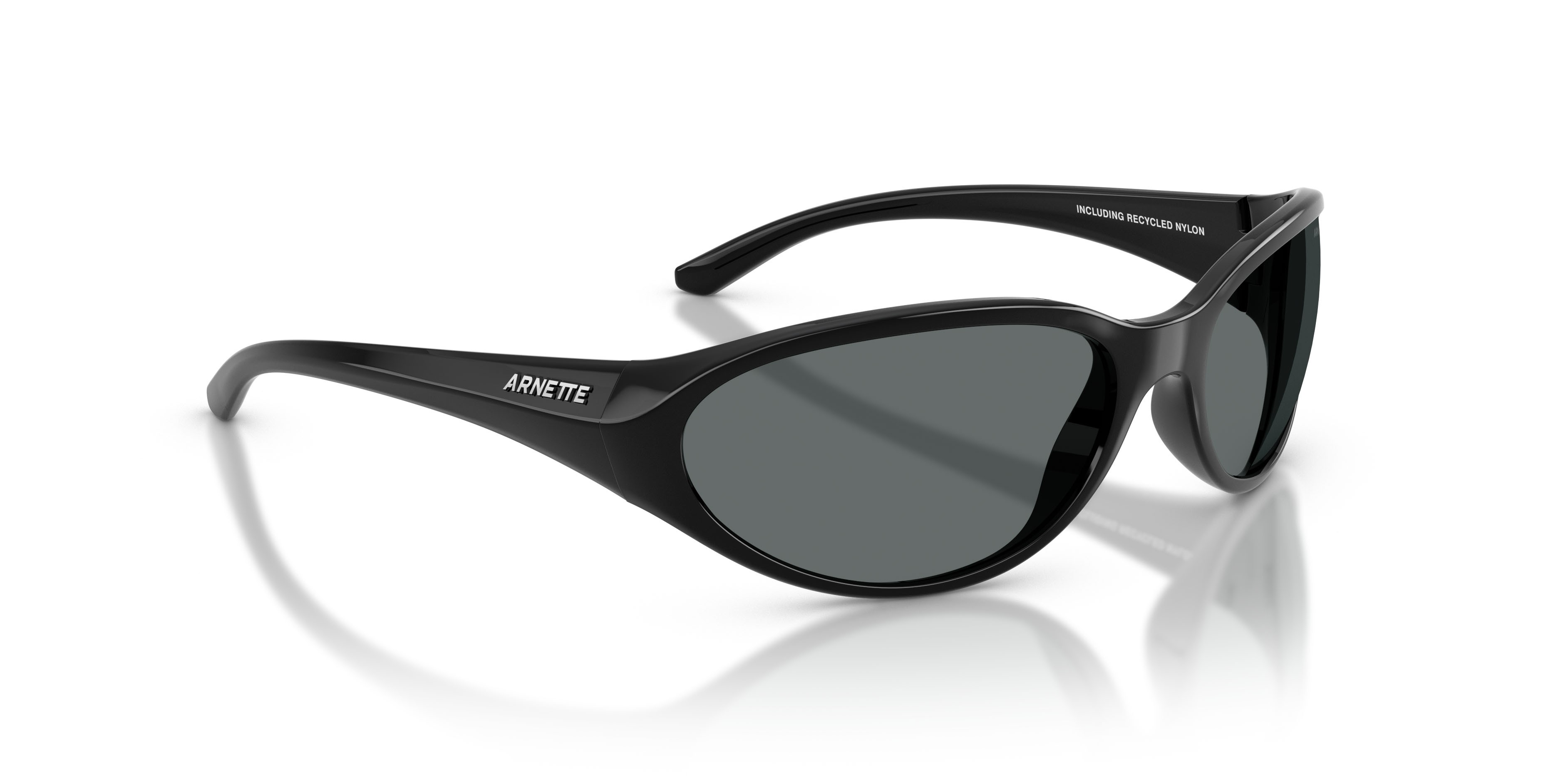 Sunglasses Arnette Raven AN 4368 (290081) color nero riciclato shape oval lenses polarized grigia
