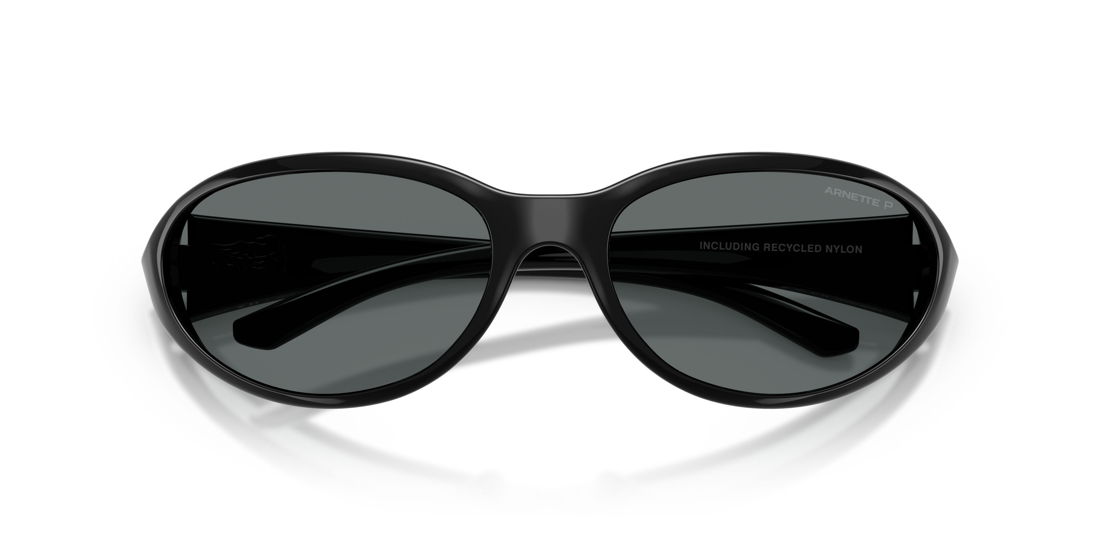 Sunglasses Arnette Raven AN 4368 (290081) color nero riciclato shape oval lenses polarized grigia