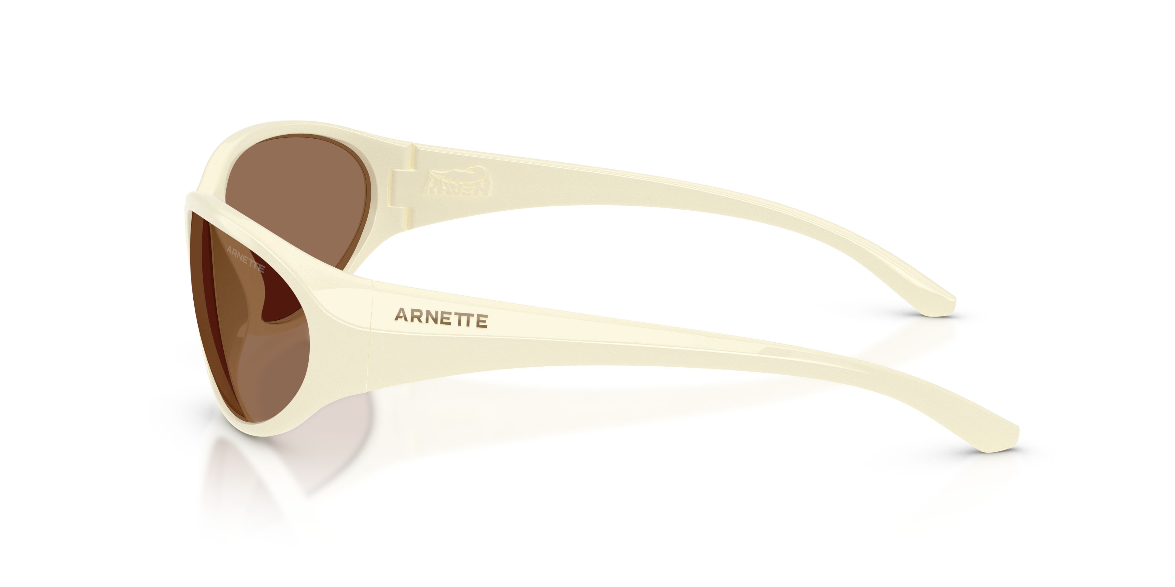 Sonnenbrillen Arnette Raven AN 4368 (302973) farbe bianco latte form oval gläser marrone scuro