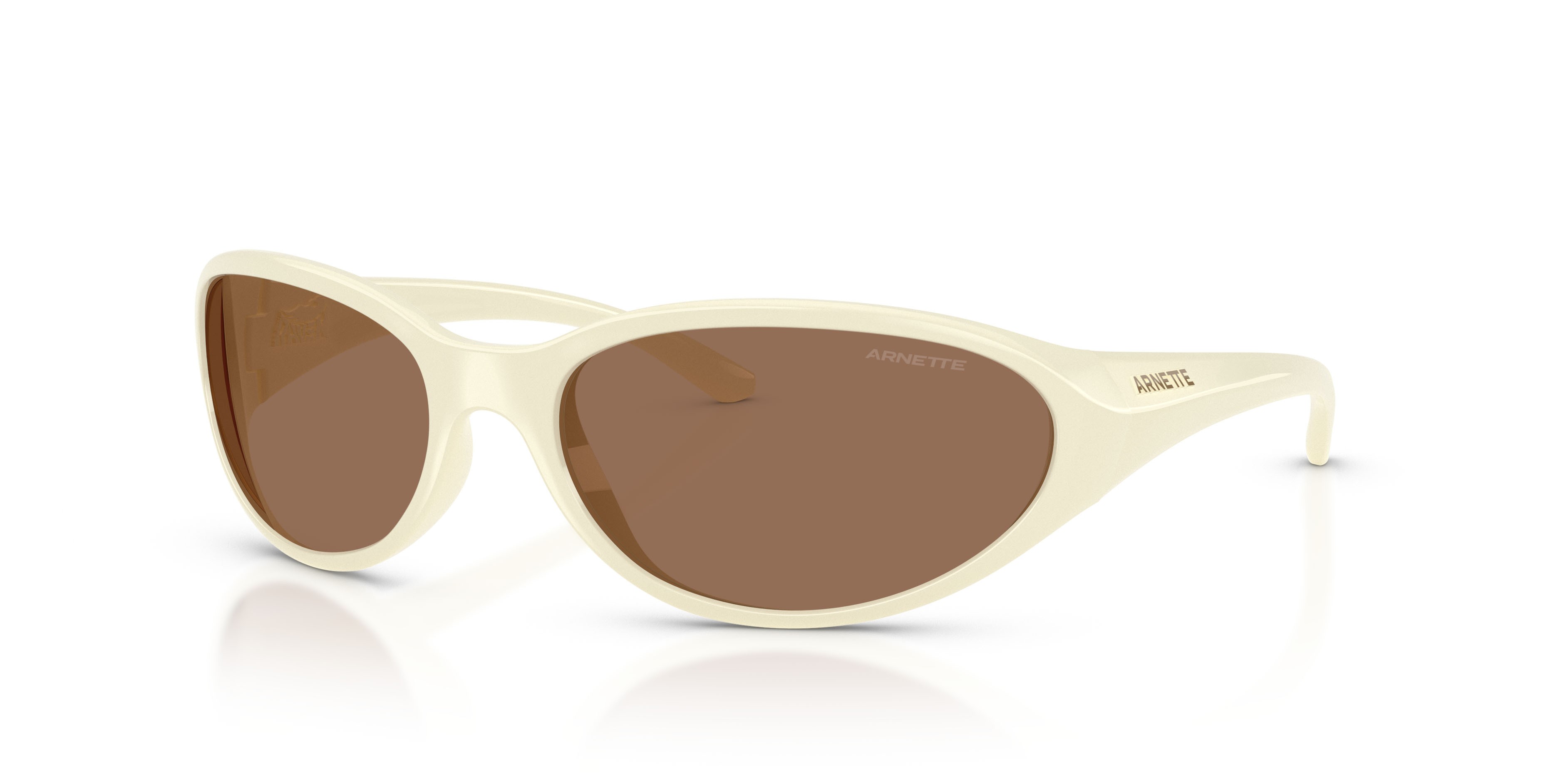 Sonnenbrillen Arnette Raven AN 4368 (302973) farbe bianco latte form oval gläser marrone scuro