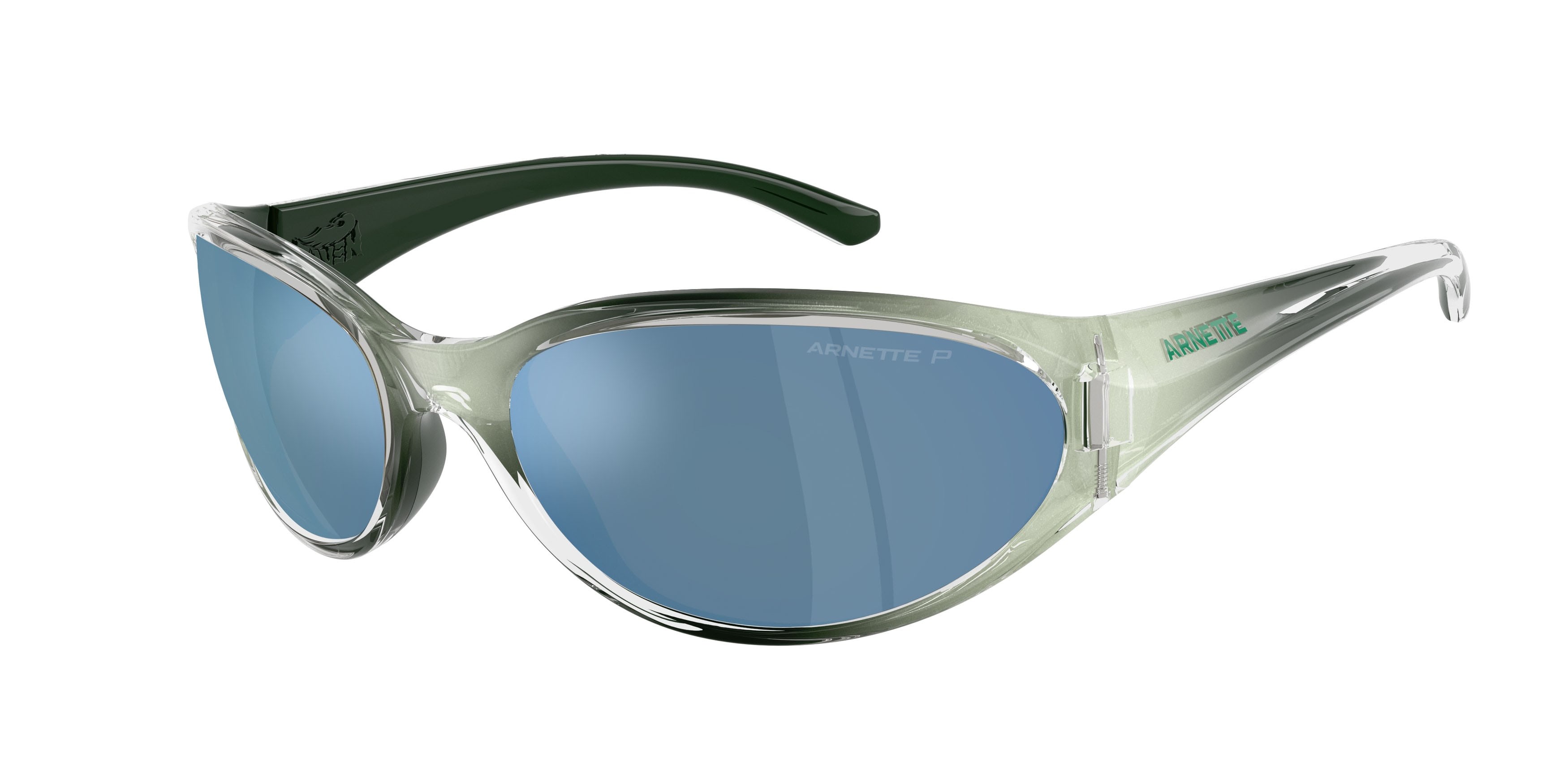 Sonnenbrillen Arnette Raven AN 4368 (303422) farbe flashcoat green form oval gläser polarizzata grigio scuro specchiato blu marino