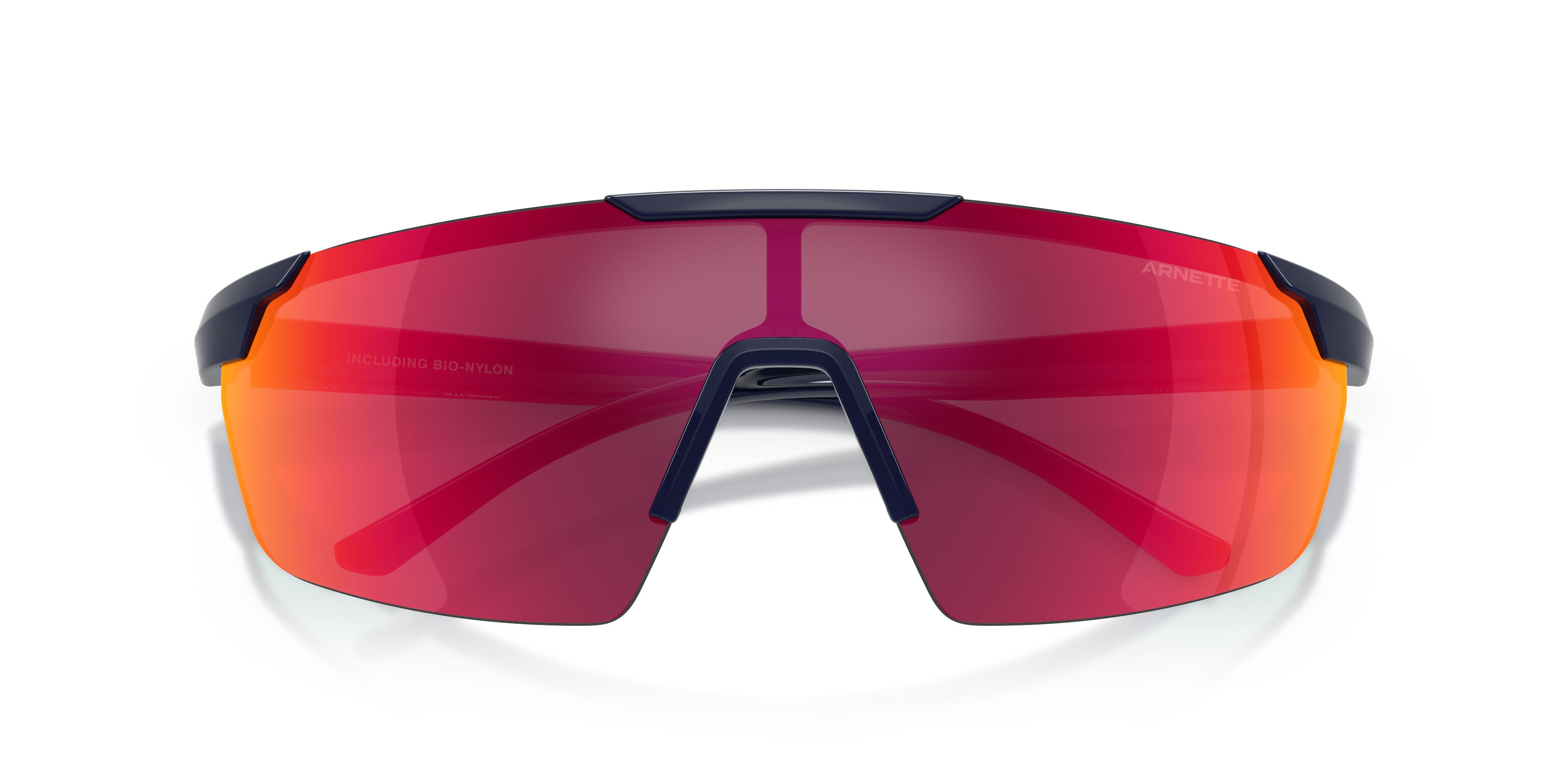 Sunglasses Arnette AN 4369 (27626Q) color blu navy shape irregular lenses rosso/giallo a specchio