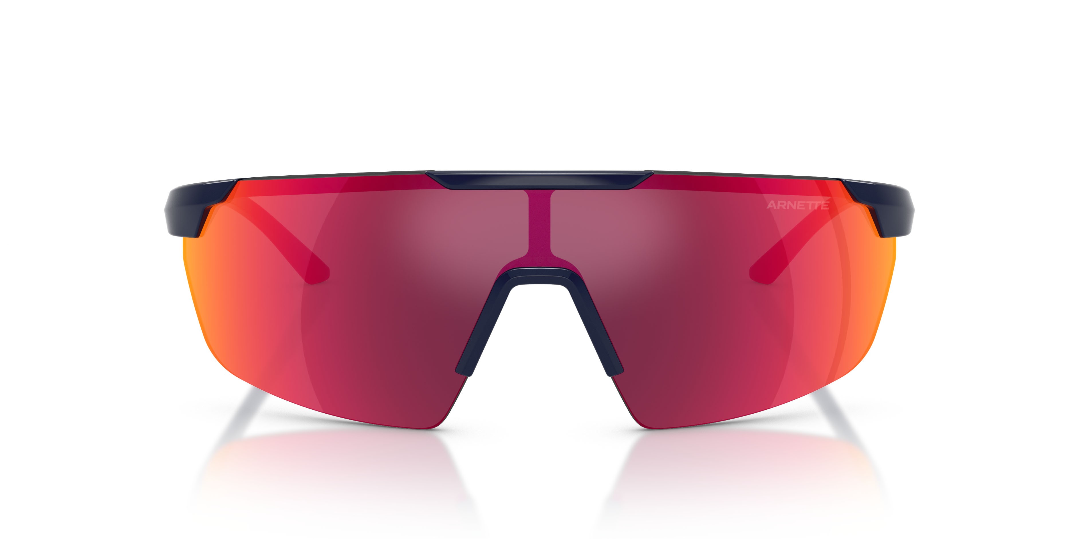 Sunglasses Arnette AN 4369 (27626Q) color blu navy shape irregular lenses rosso/giallo a specchio