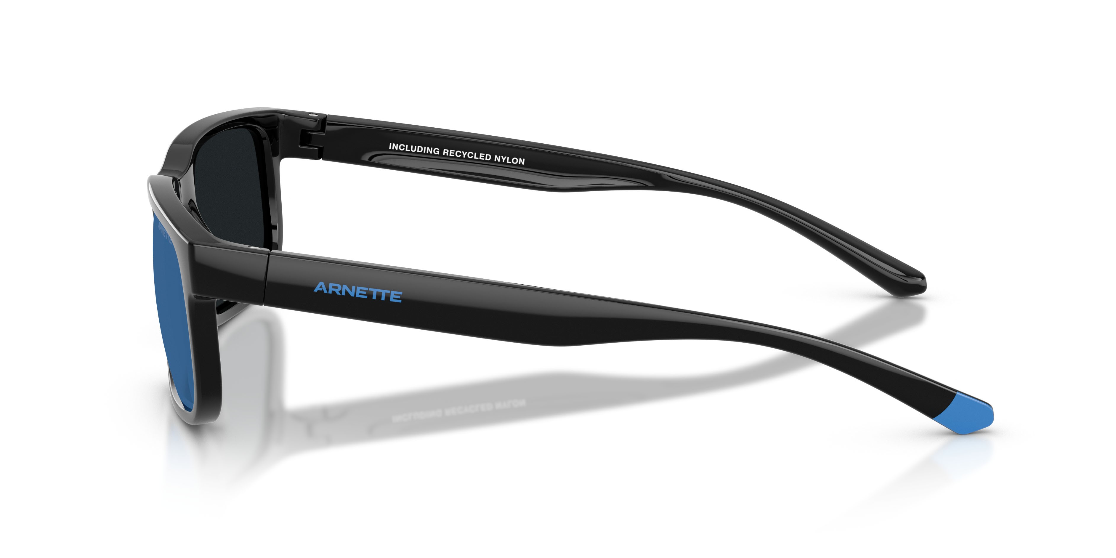 Sunglasses Arnette AN 4372 (290055) color nero riciclato shape rectangle lenses blu specchiato blu