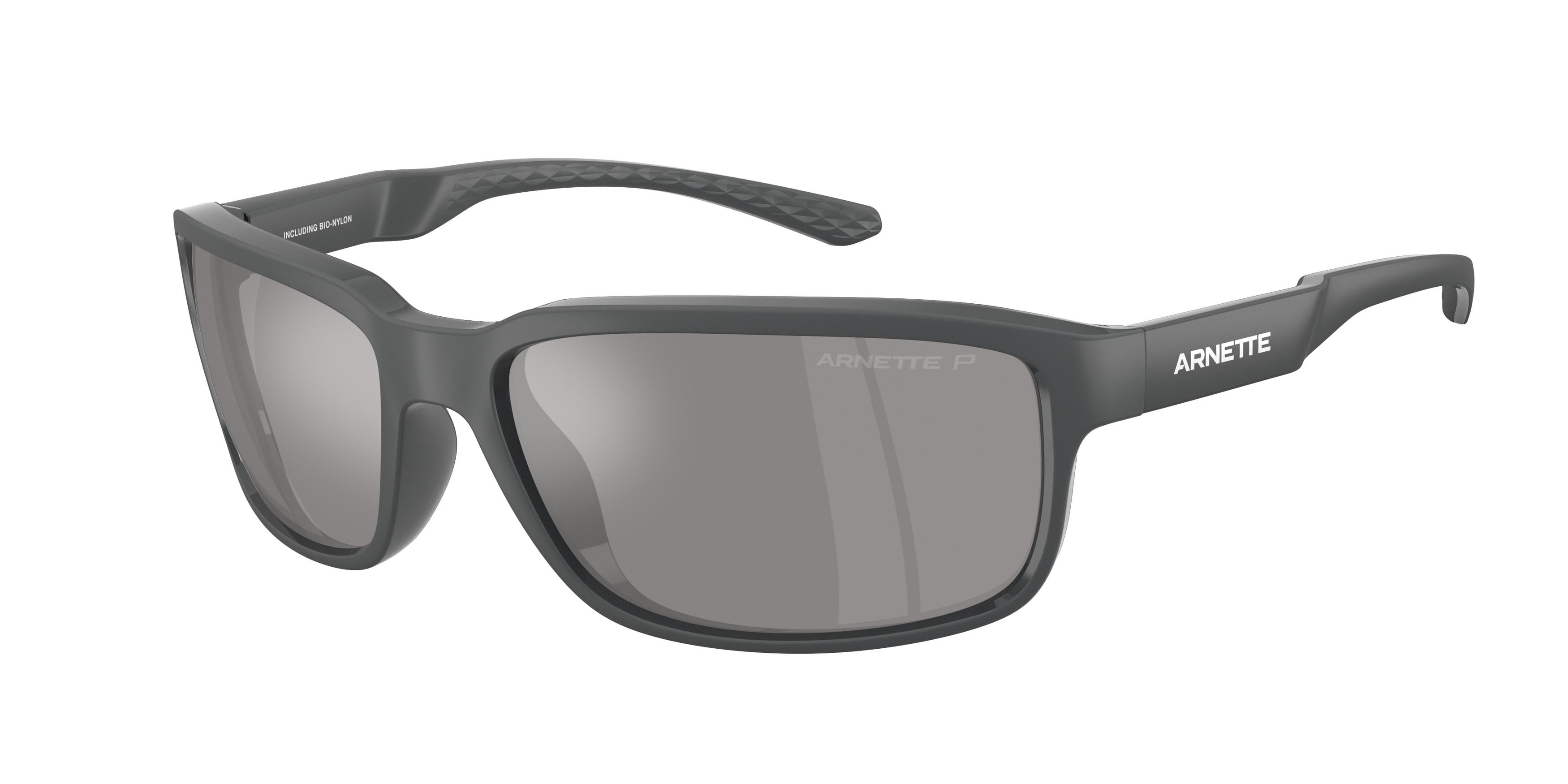 Sunglasses Arnette AN 4373 (2841Z3) color grigio scuro opaco shape rectangle lenses polarized specchiata argento