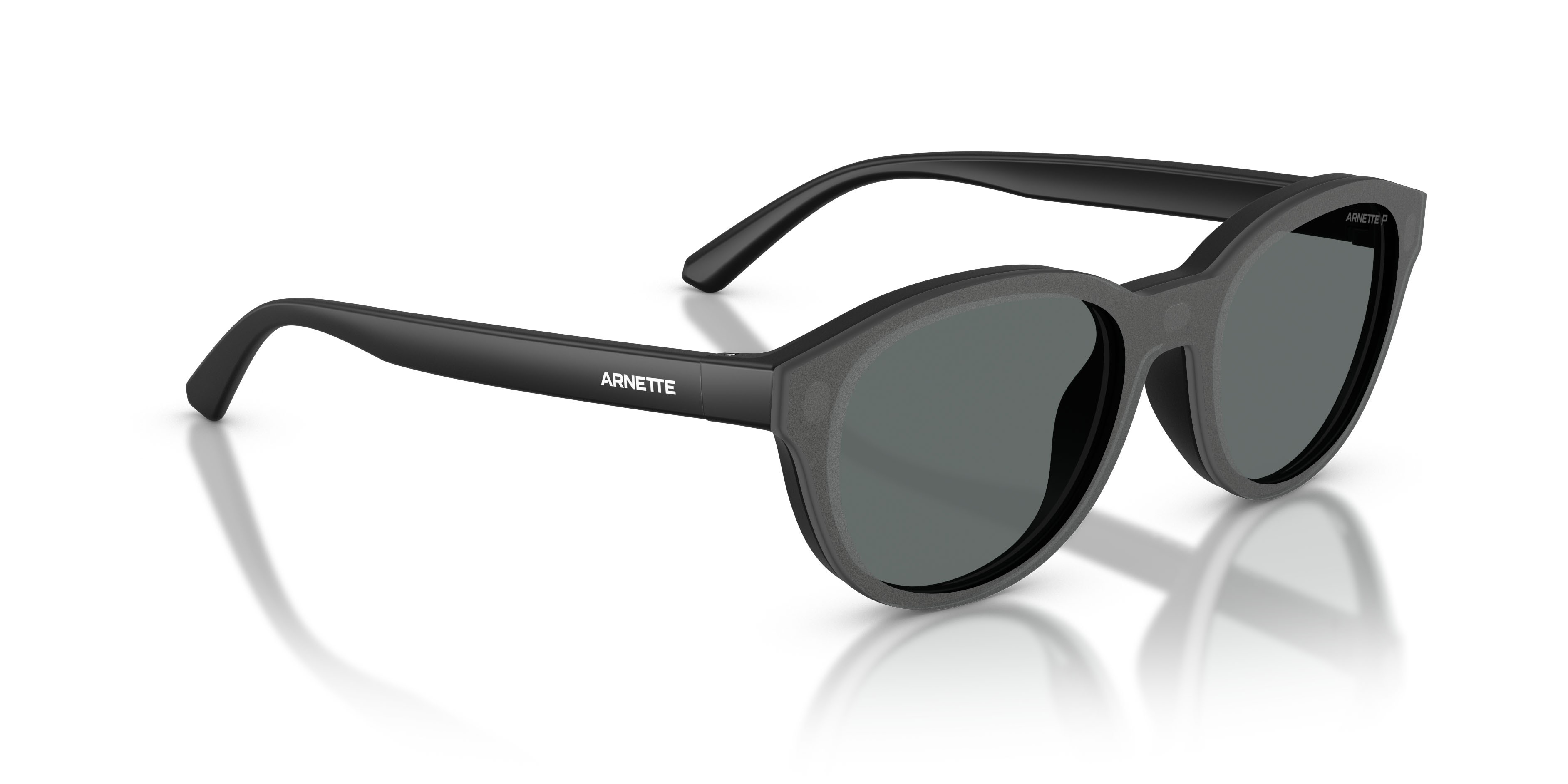 Sunglasses Arnette AN 4375 (27581W) color nero opaco shape round lenses trasparente