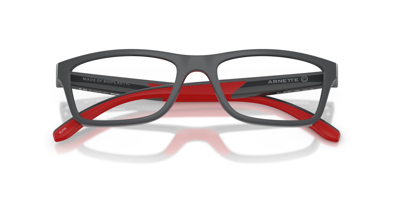 Brillen Arnette Burb AN 7270 (2841) farbe grigio scuro/gomma rossa form rechteckig gläser demo riciclato