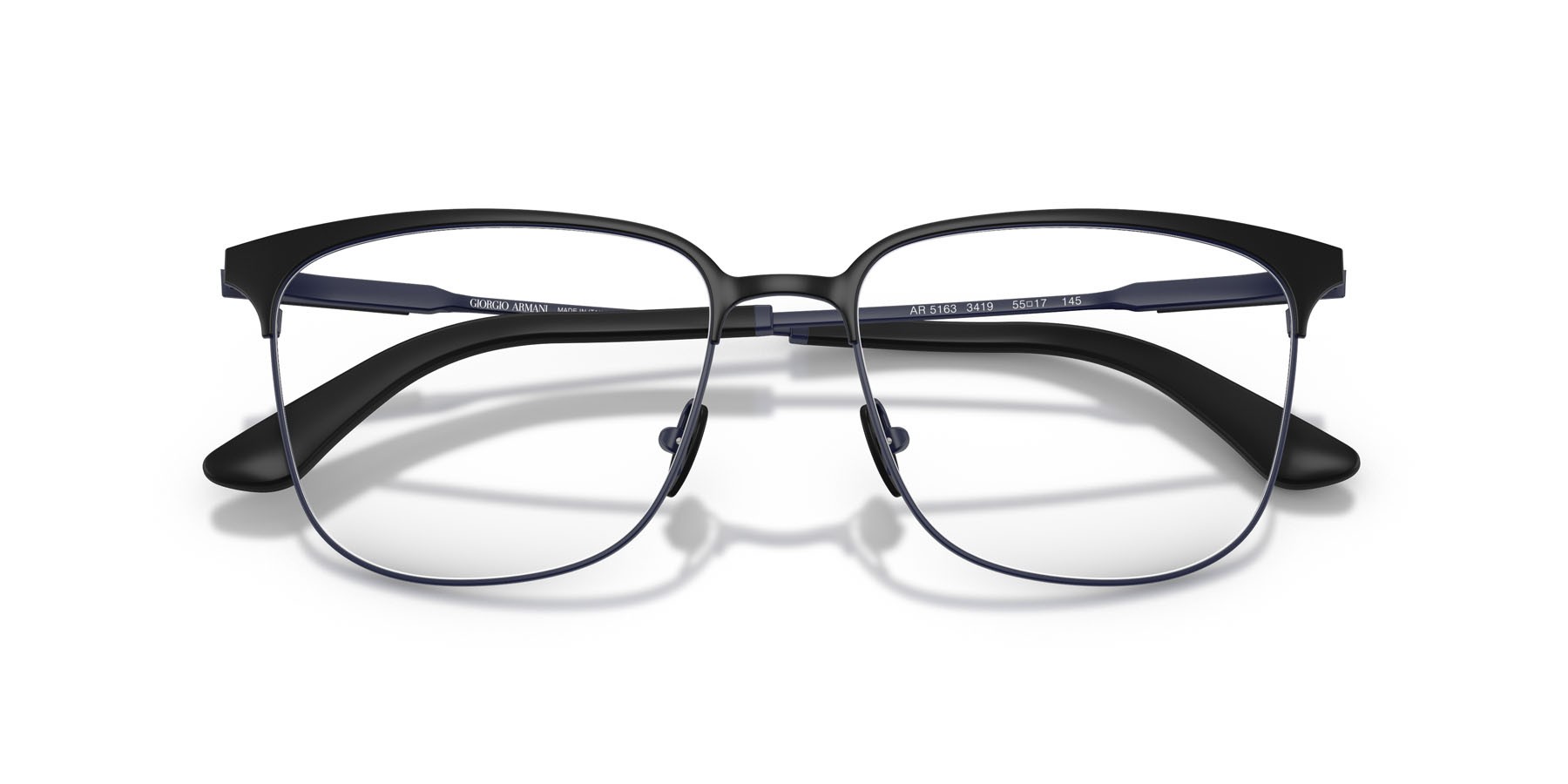 Occhiali da vista Giorgio Armani AR 5163 (3419) colore nero opaco forma quadrato lenti lente demo