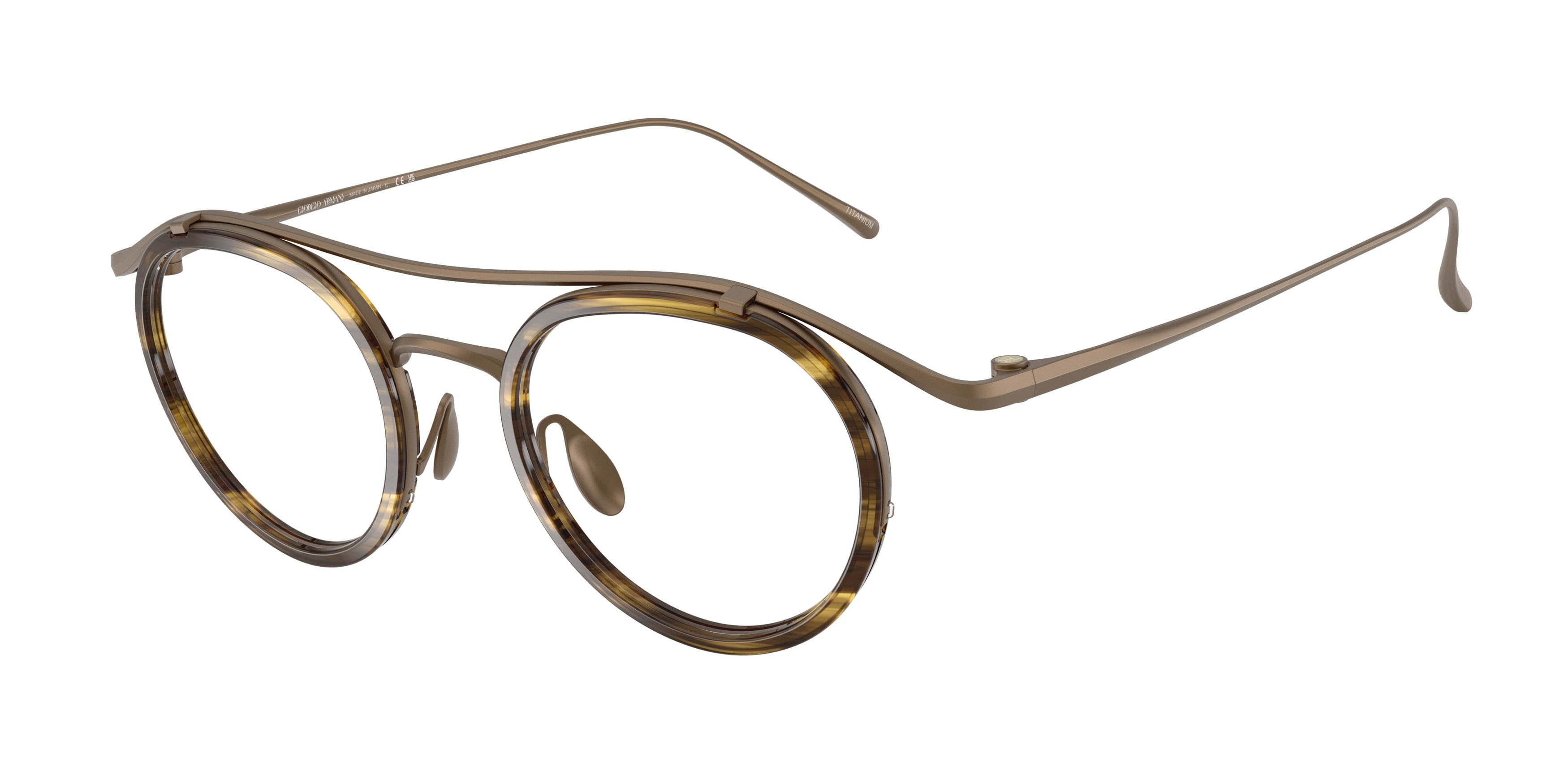 Eyeglasses Giorgio Armani AR 5166T (3429) color oro pallido opaco shape pantos lenses lente demo
