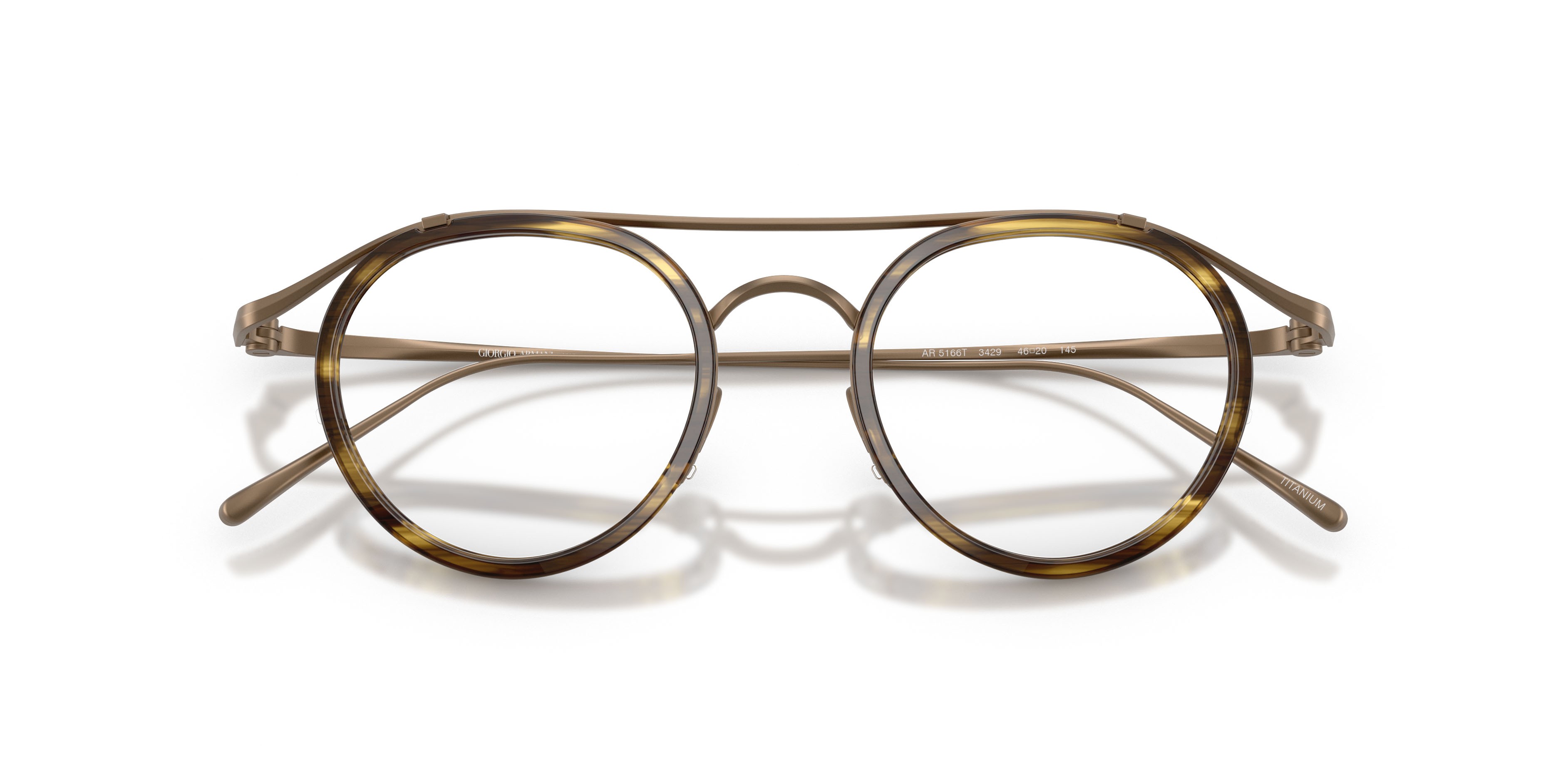 Eyeglasses Giorgio Armani AR 5166T (3429) color oro pallido opaco shape pantos lenses lente demo