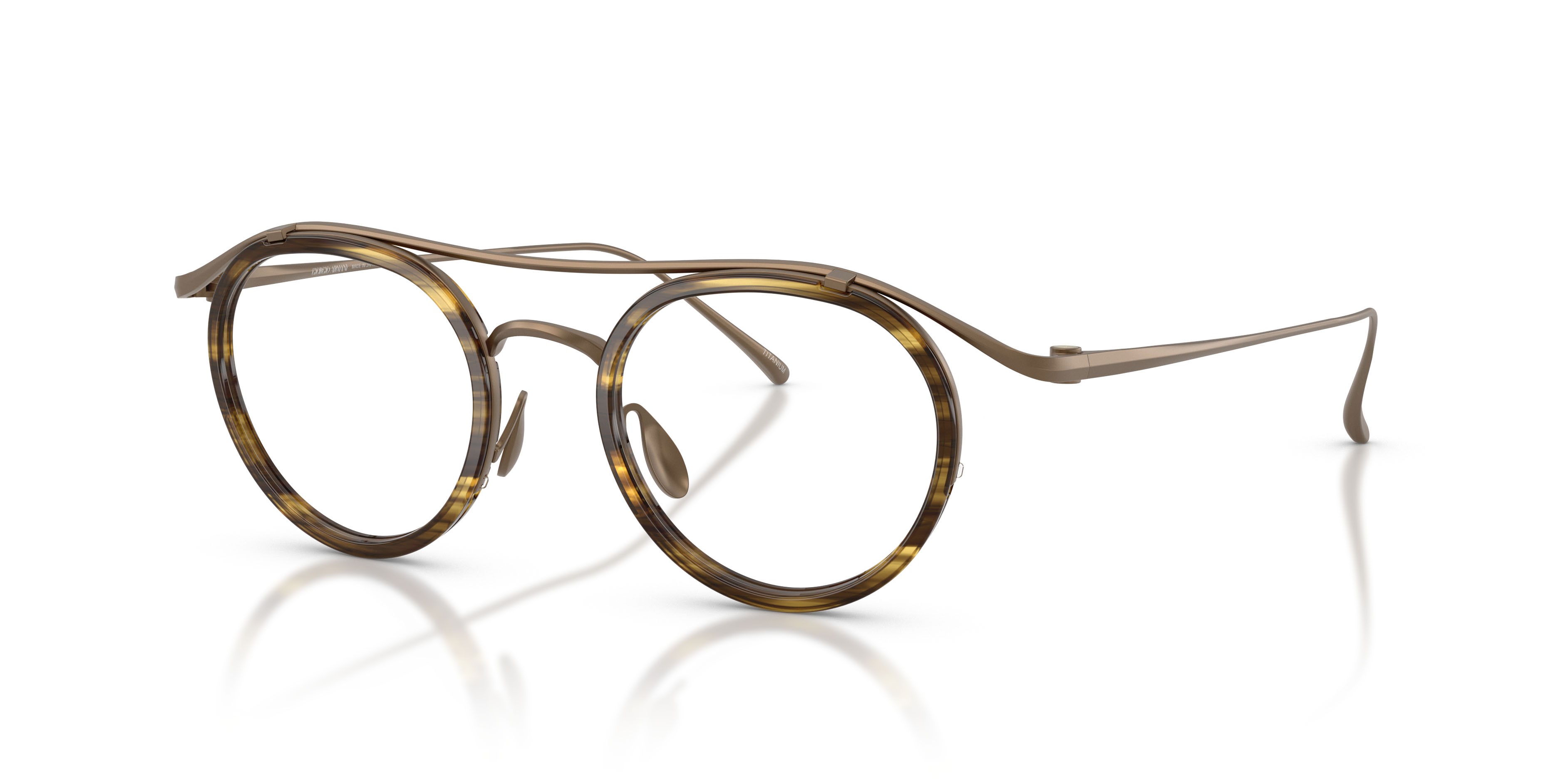 Eyeglasses Giorgio Armani AR 5166T (3429) color oro pallido opaco shape pantos lenses lente demo