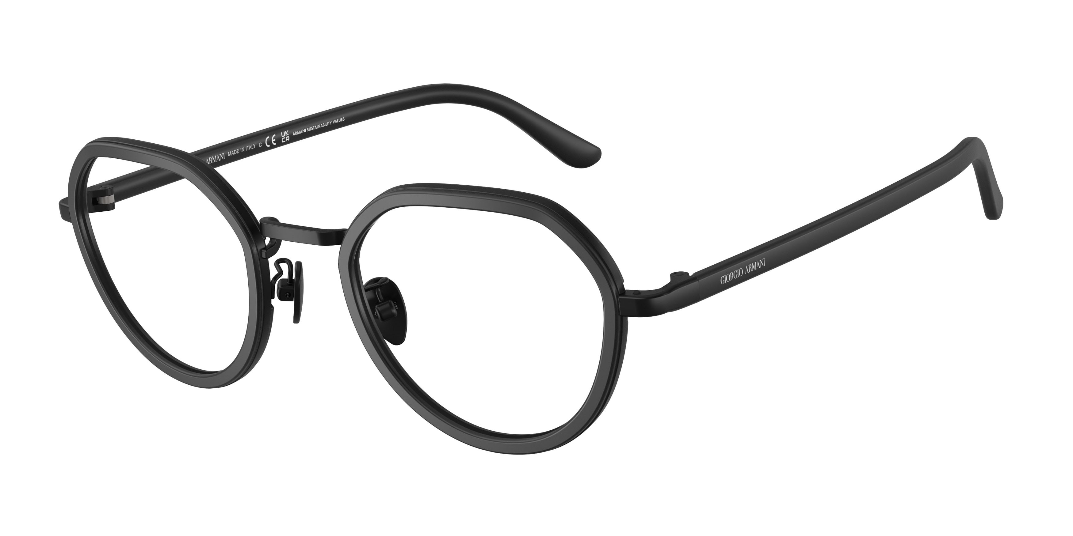 Eyeglasses Giorgio Armani AR 5167 (3001) color nero opaco shape round lenses lente demo