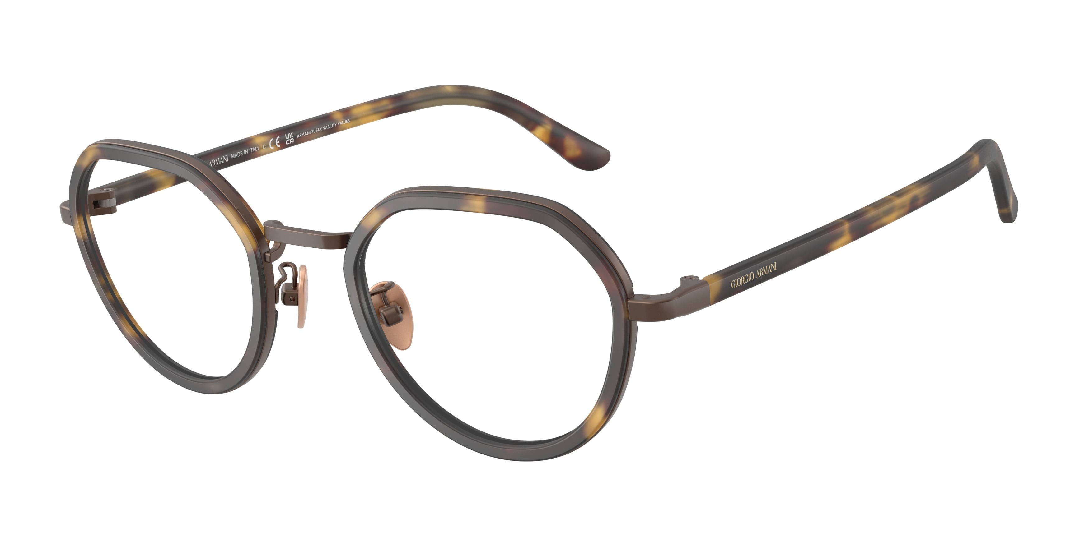 Eyeglasses Giorgio Armani AR 5167 (6405) color havana giallo opaco shape round lenses lente demo