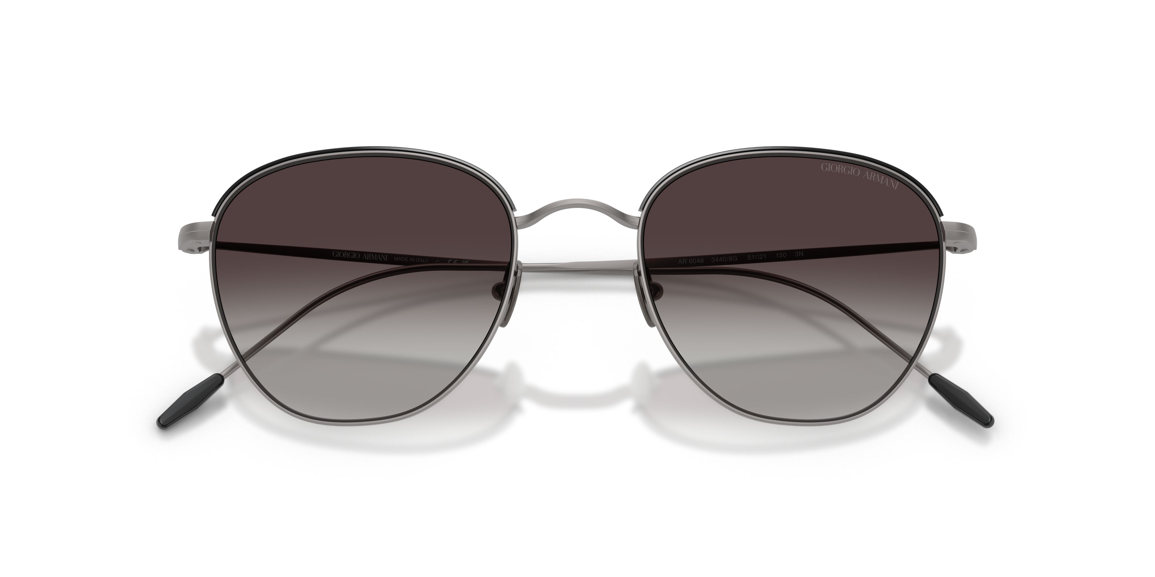 Sunglasses Giorgio Armani AR 6048 (34408G) color gunmetal opaco shape square lenses sfumato grigio